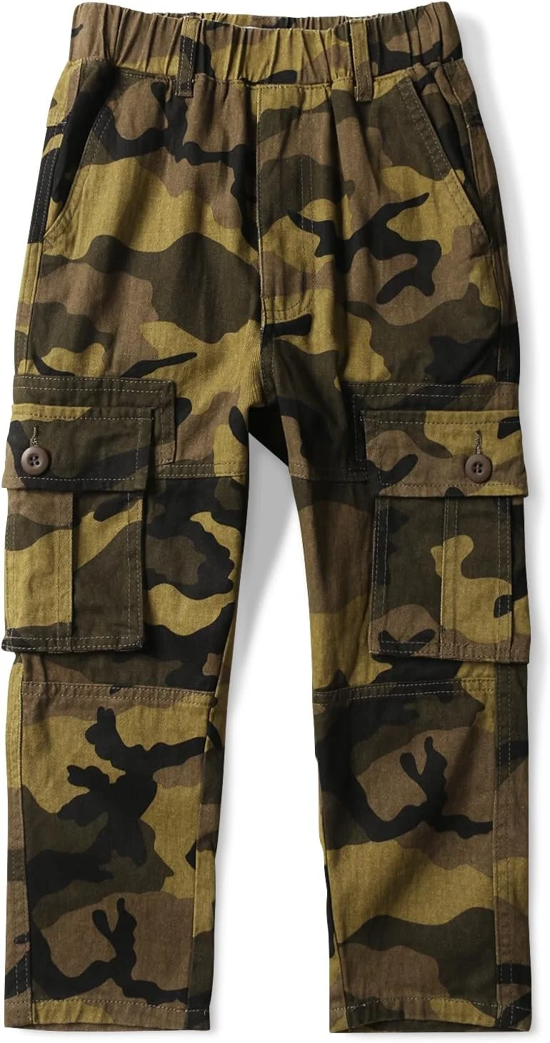 شلوار کارگو پسرانه، کمر کشی با جیب های متعدد، شلوار بیرونی غیر رسمی