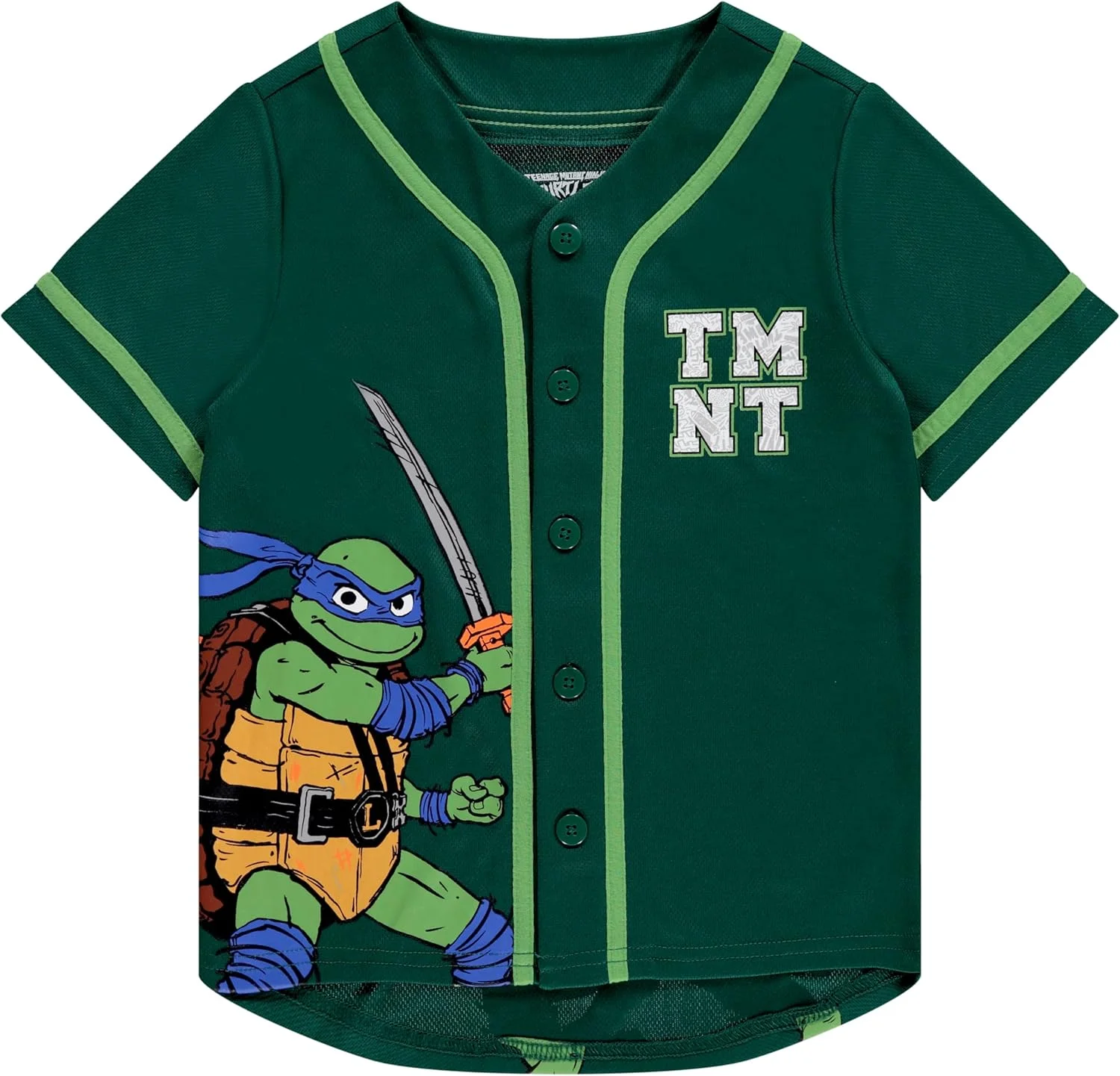 ست لباس پسرانه شامل تیشرت بیسبالی و شلوارک لاک پشت های نینجا - سایزهای 4 تا 20