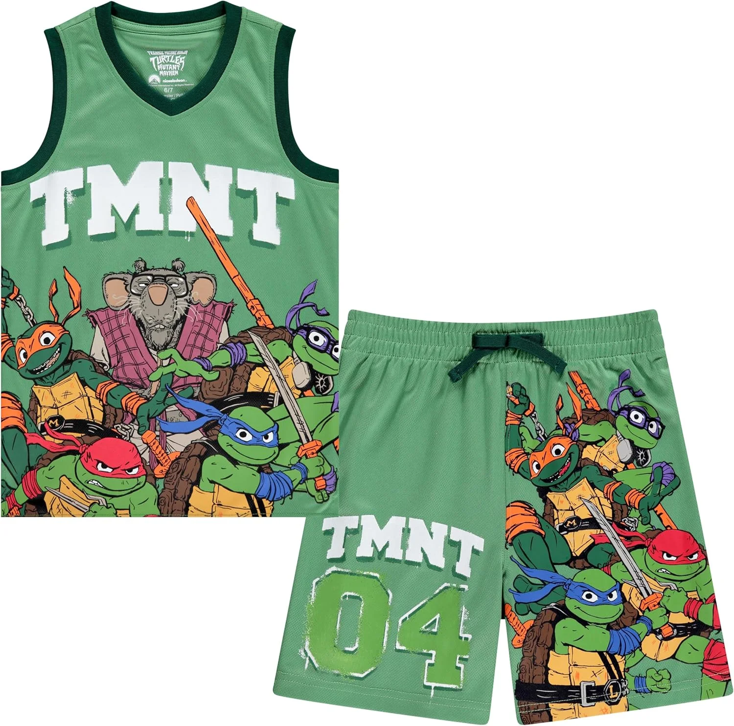 ست لباس شرت و تیشرت بسکتبال پسرانه لاک پشت های نینجا - سایزهای 4 تا 20