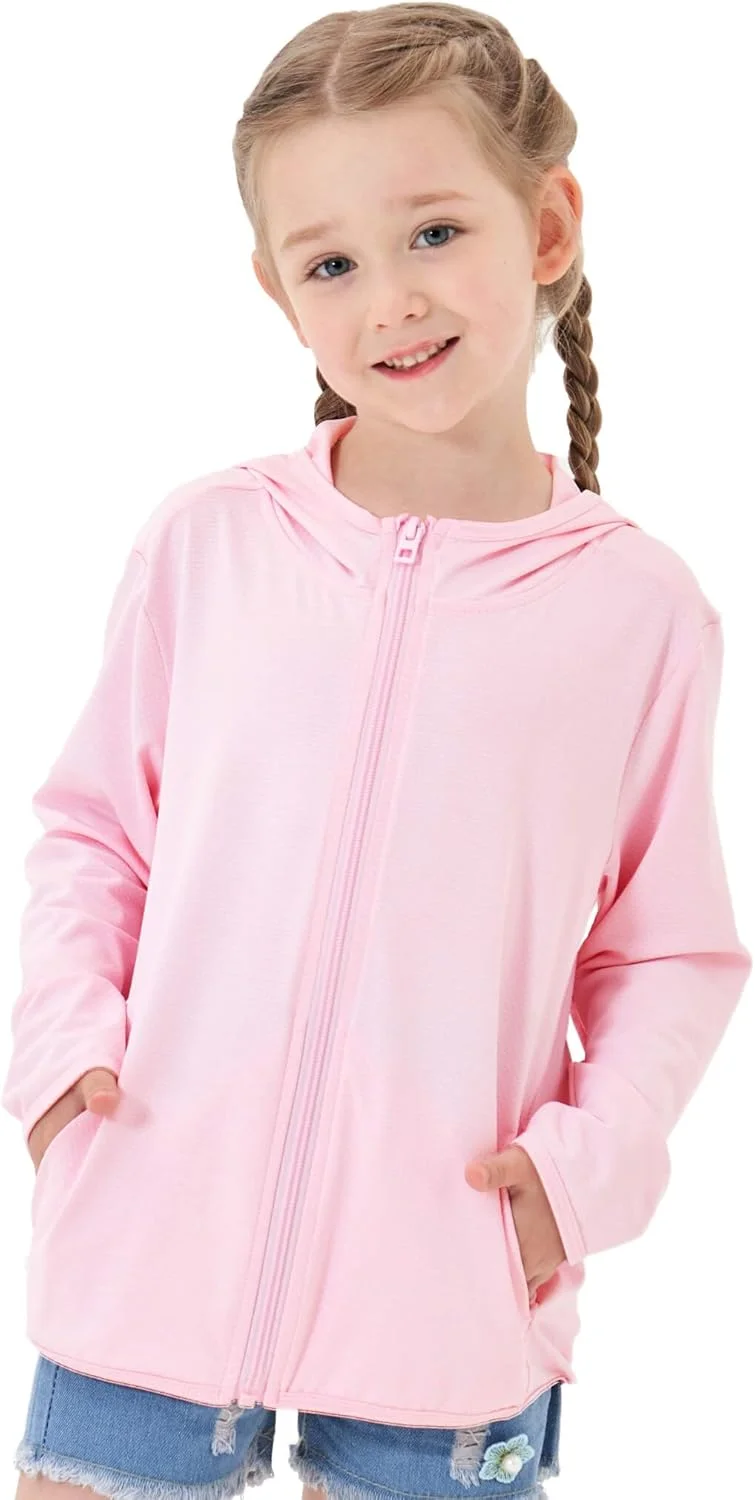 ژاکت محافظ آفتاب زیپ‌دار بچگانه، مناسب پسران و دختران، دارای کلاه، خنک‌کننده، دارای جیب، مناسب ماهیگیری، دویدن و فعالیت‌های خارج از منزل