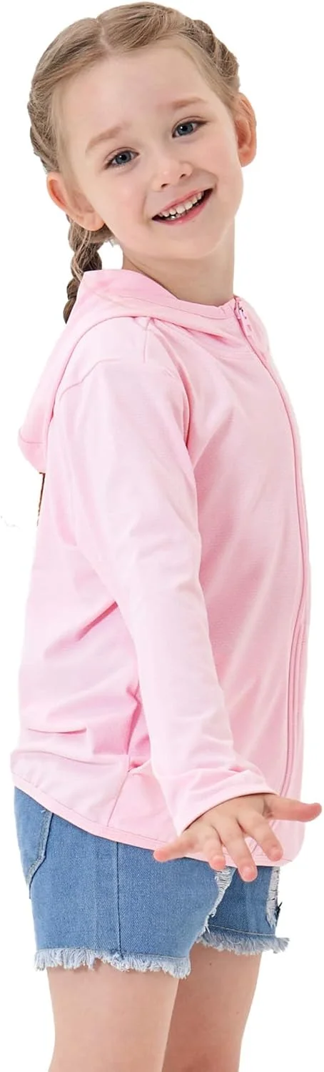 ژاکت محافظ آفتاب زیپ‌دار بچگانه، مناسب پسران و دختران، دارای کلاه، خنک‌کننده، دارای جیب، مناسب ماهیگیری، دویدن و فعالیت‌های خارج از منزل