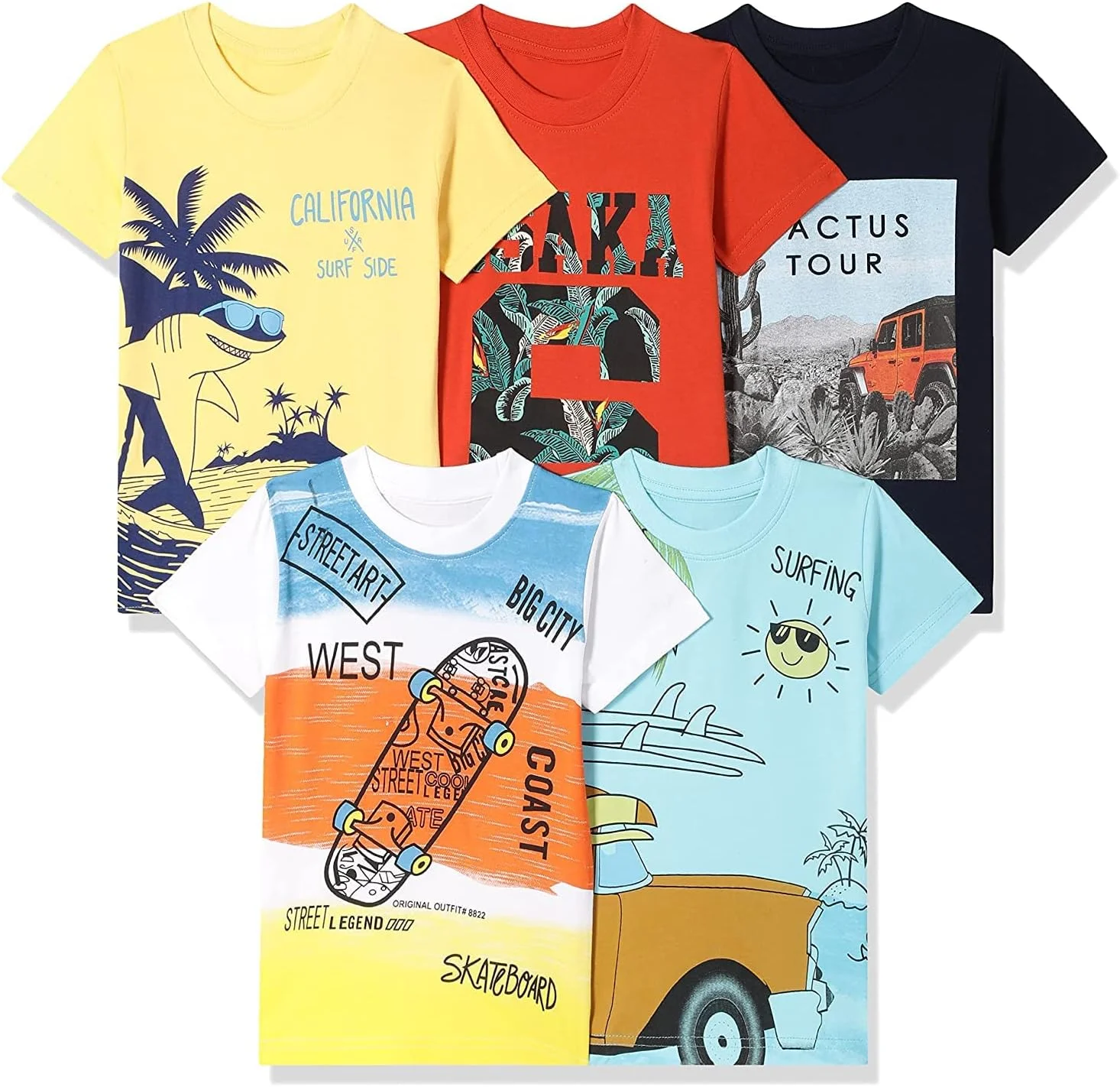 تی شرت پسرانه T2F با برش معمولی (بسته 5 عددی)