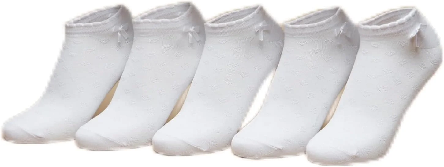 ست 5 جفت جوراب ساق کوتاه ساده با طرح پاپیون