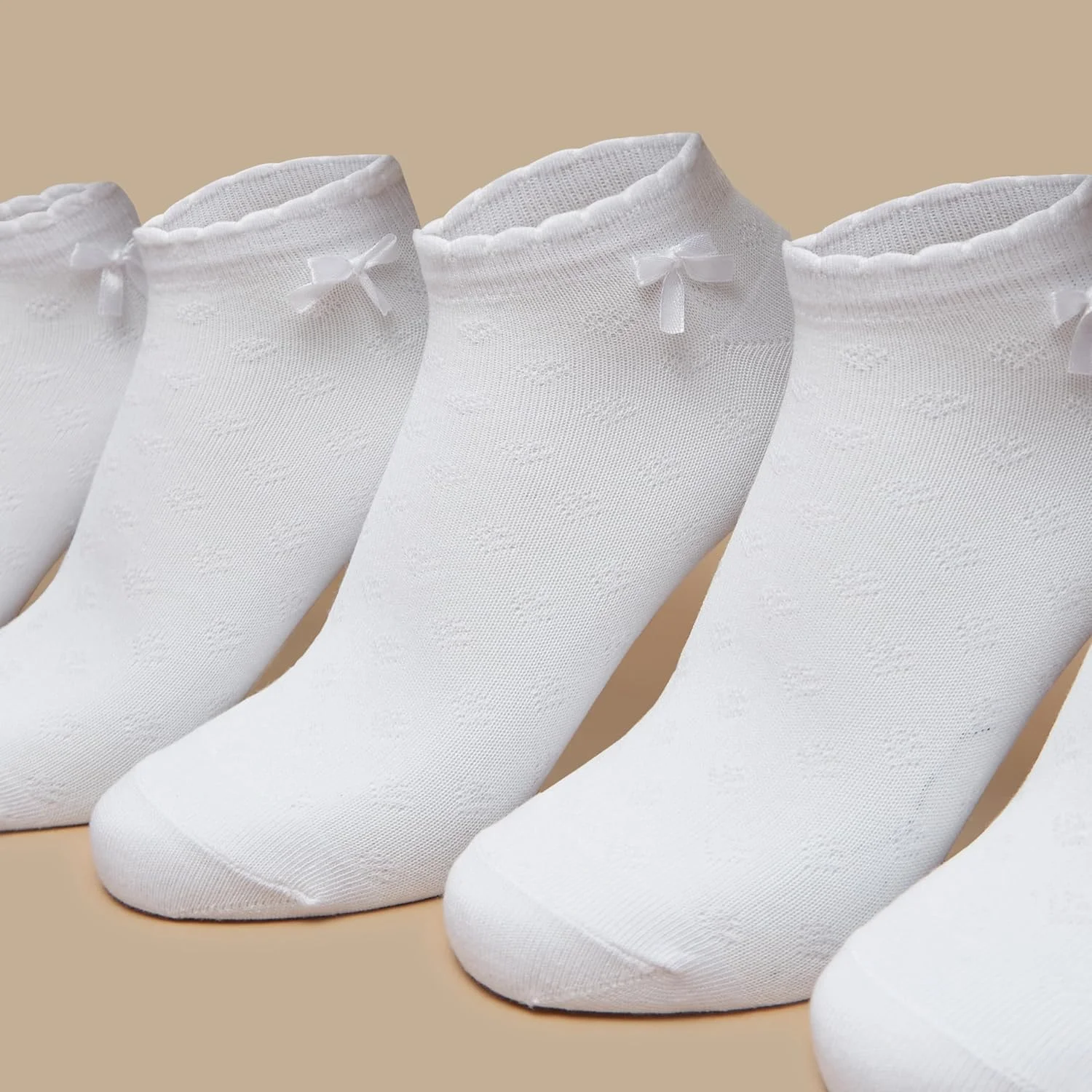 ست 5 جفت جوراب ساق کوتاه ساده با طرح پاپیون