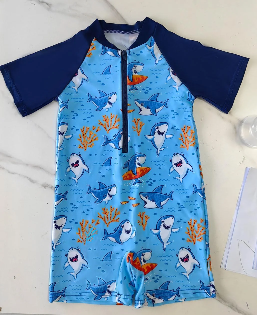 لباس شنا یک تکه پسرانه طرح کارتونی حیوانات، محافظت در برابر اشعه ماوراء بنفش، لباس شنای کودک، مناسب ساحل و تعطیلات