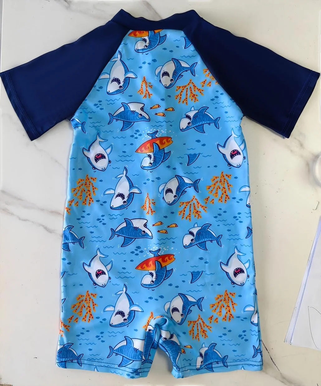 لباس شنا یک تکه پسرانه طرح کارتونی حیوانات، محافظت در برابر اشعه ماوراء بنفش، لباس شنای کودک، مناسب ساحل و تعطیلات