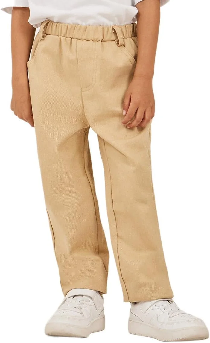 شلوار کتان ساده پسرانه استایلی با فاق آزاد و حلقه کمربند