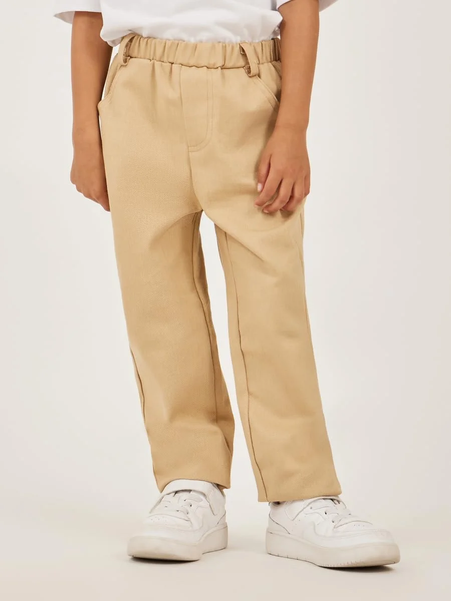 شلوار کتان ساده پسرانه استایلی با فاق آزاد و حلقه کمربند