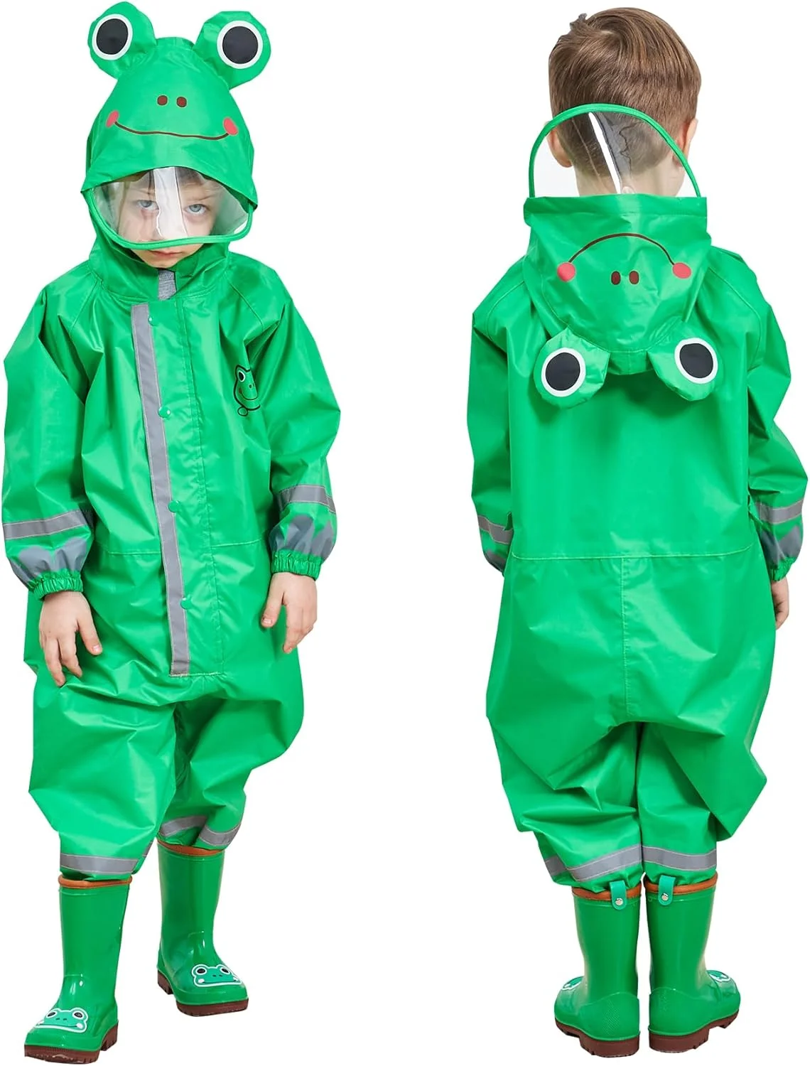 لباس بارانی یک تکه SSAWcasa برای کودکان، بارانی ضد آب سرهمی برای کودکان