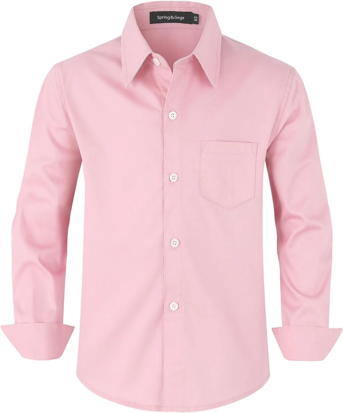 پیراهن آستین بلند پسرانه Spring&Gege، طرح ساده، مناسب فرم، از جنس کتان توییل