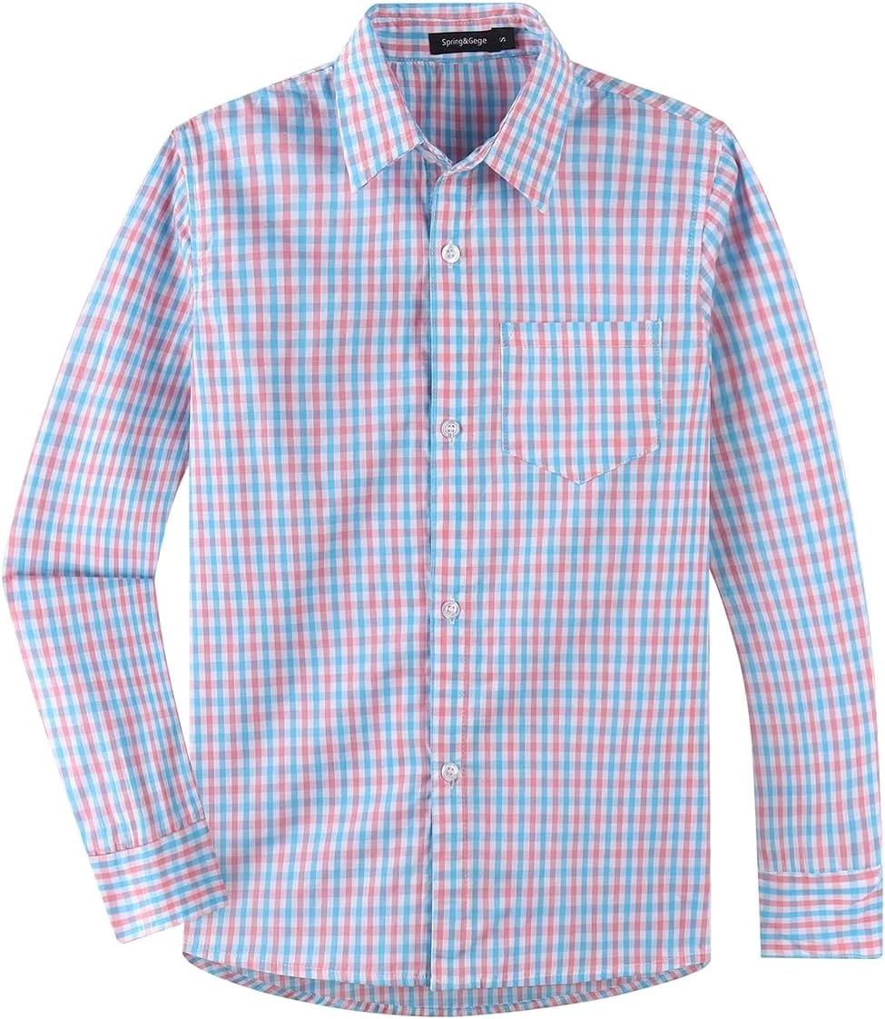 پیراهن آستین بلند پسرانه اسپرینگ اند گگه، طرح چهارخانه، دکمه دار