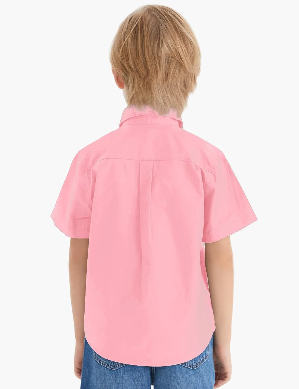 پیراهن آستین کوتاه دکمه دار پسرانه Spring&Gege، بافت محکم و دو جیب