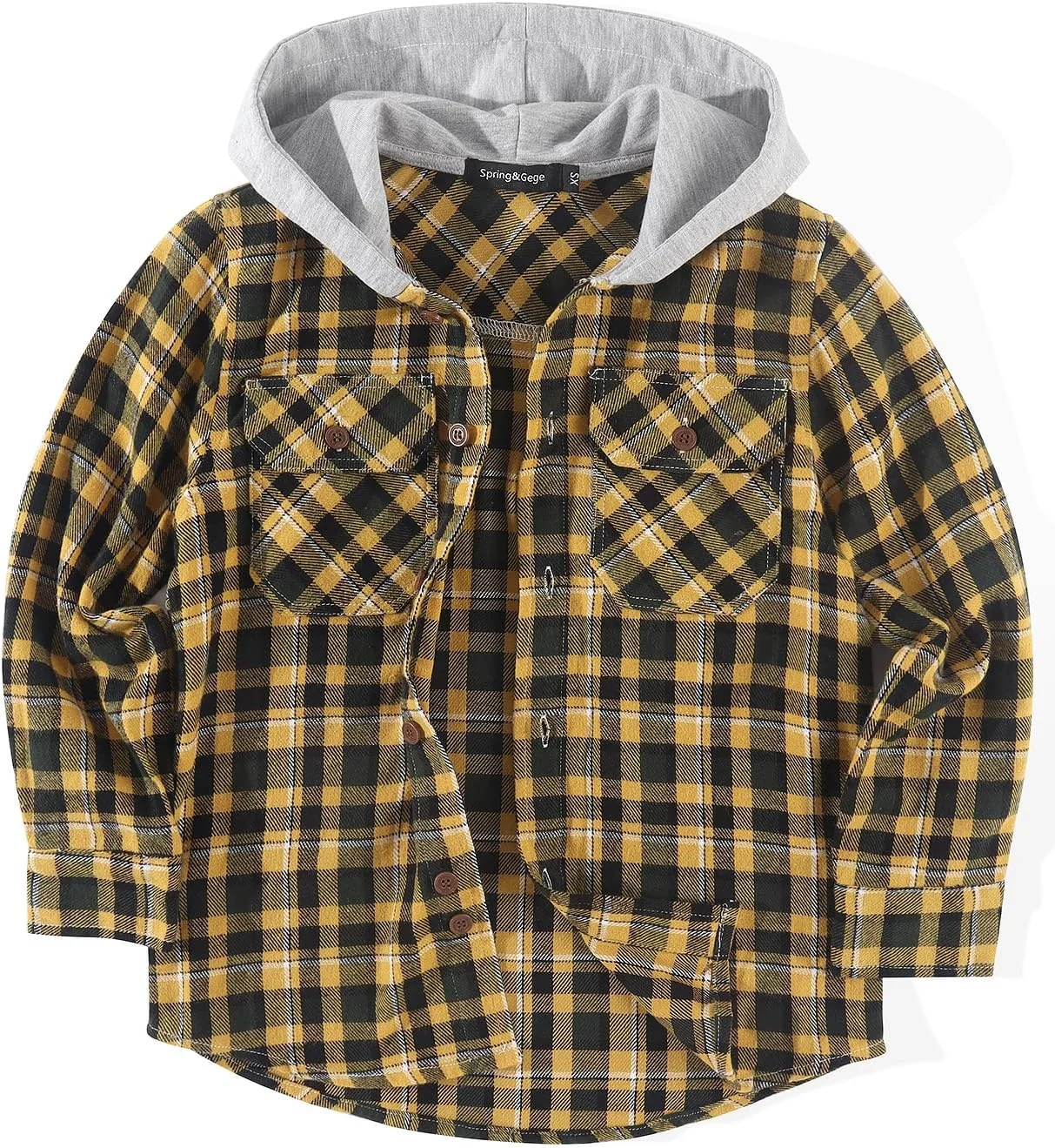 پیراهن چهارخانه آستین بلند کلاه دار پسرانه