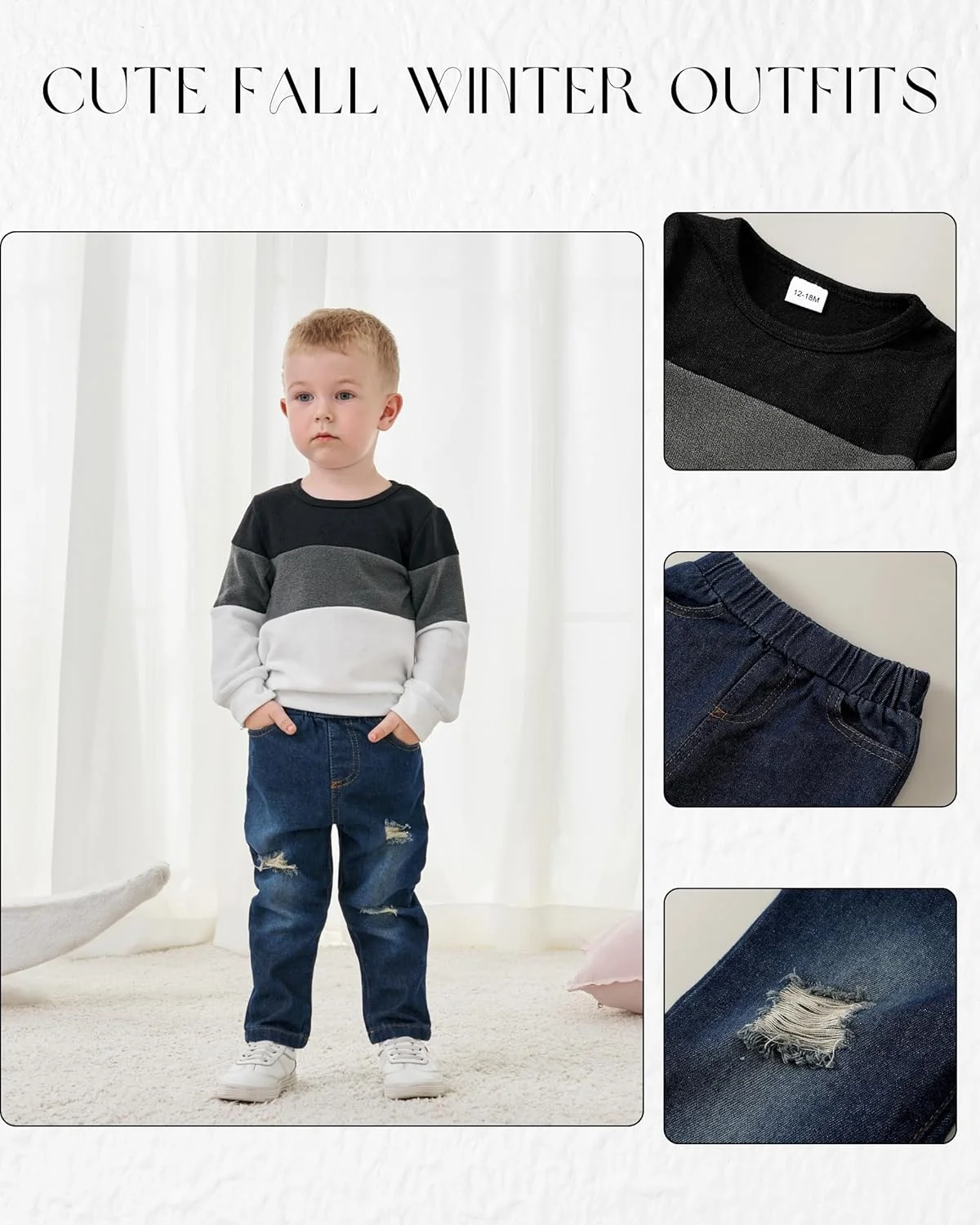 ست لباس پسرانه شامل بلوز و شلوار جین