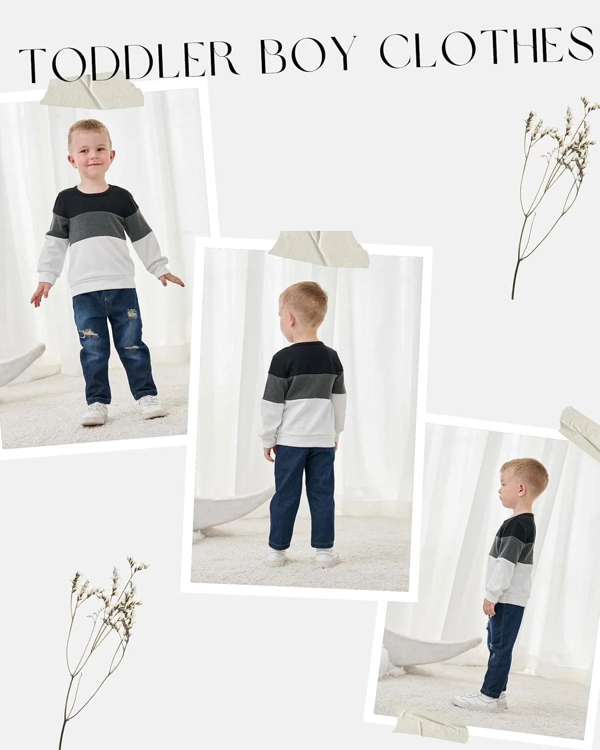 ست لباس پسرانه شامل بلوز و شلوار جین