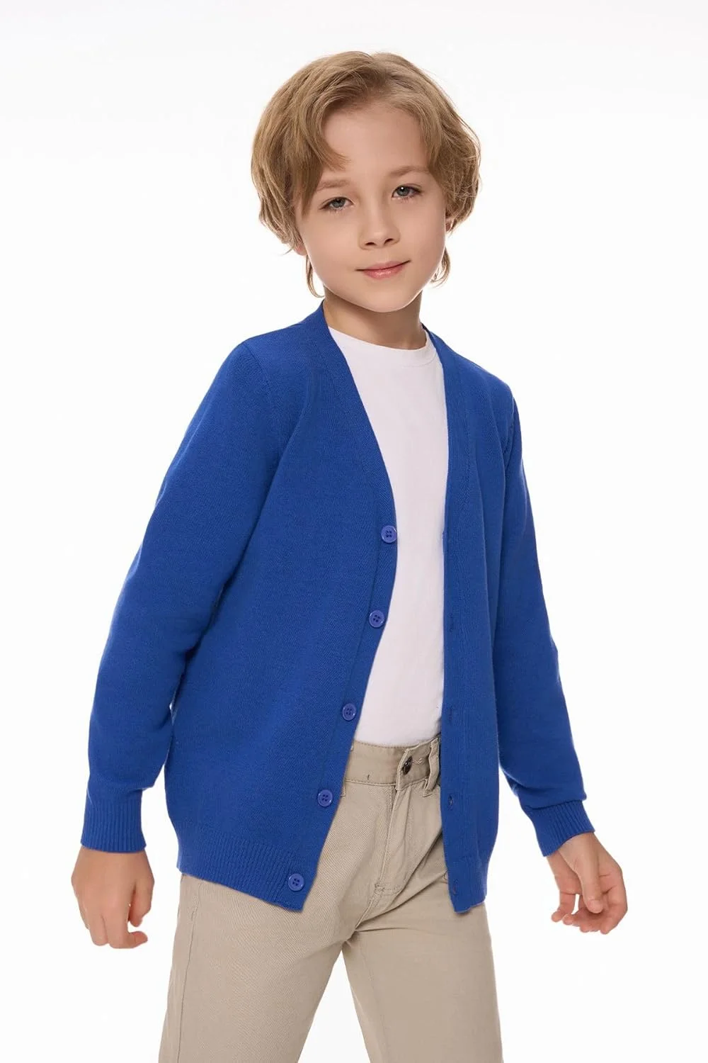 ژاکت بافتنی پسرانه SMILING PINKER، ژاکت نخی یقه هفت بچگانه با دکمه