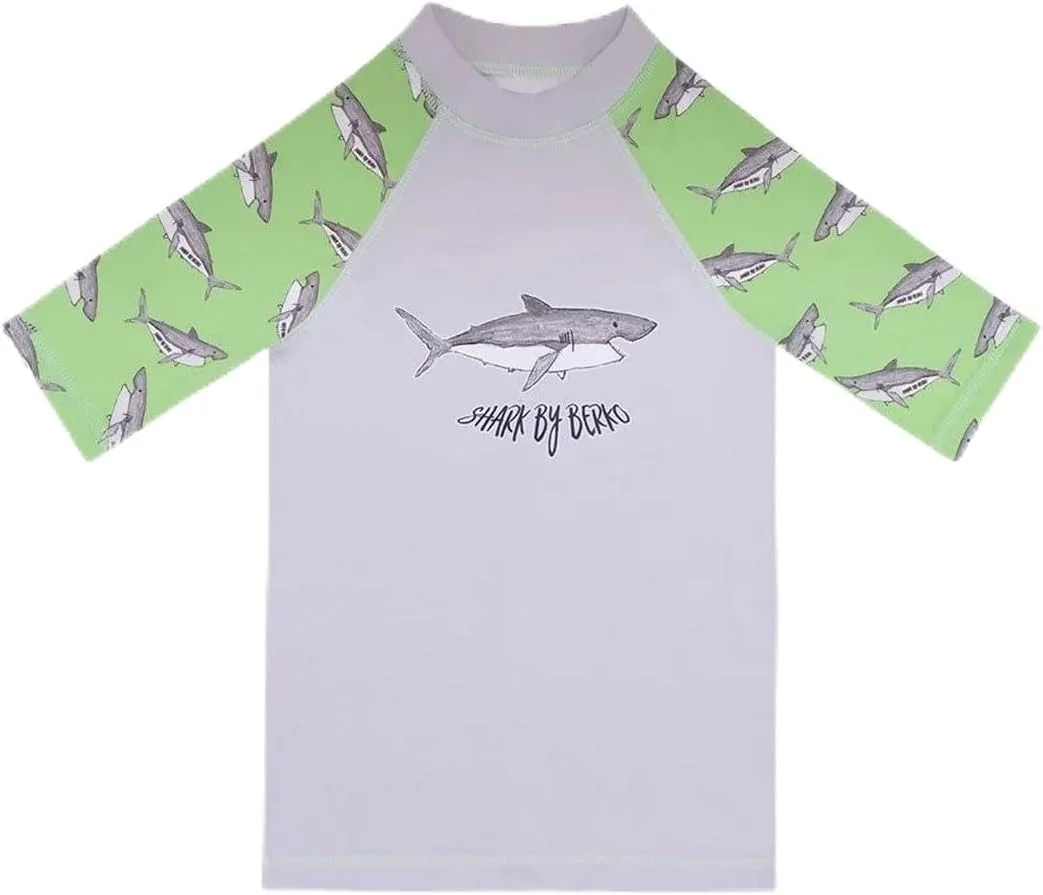 تی شرت شنای آستین کوتاه محافظ در برابر آفتاب کودکانه با UPF 50+ - طرح نعنایی برکو