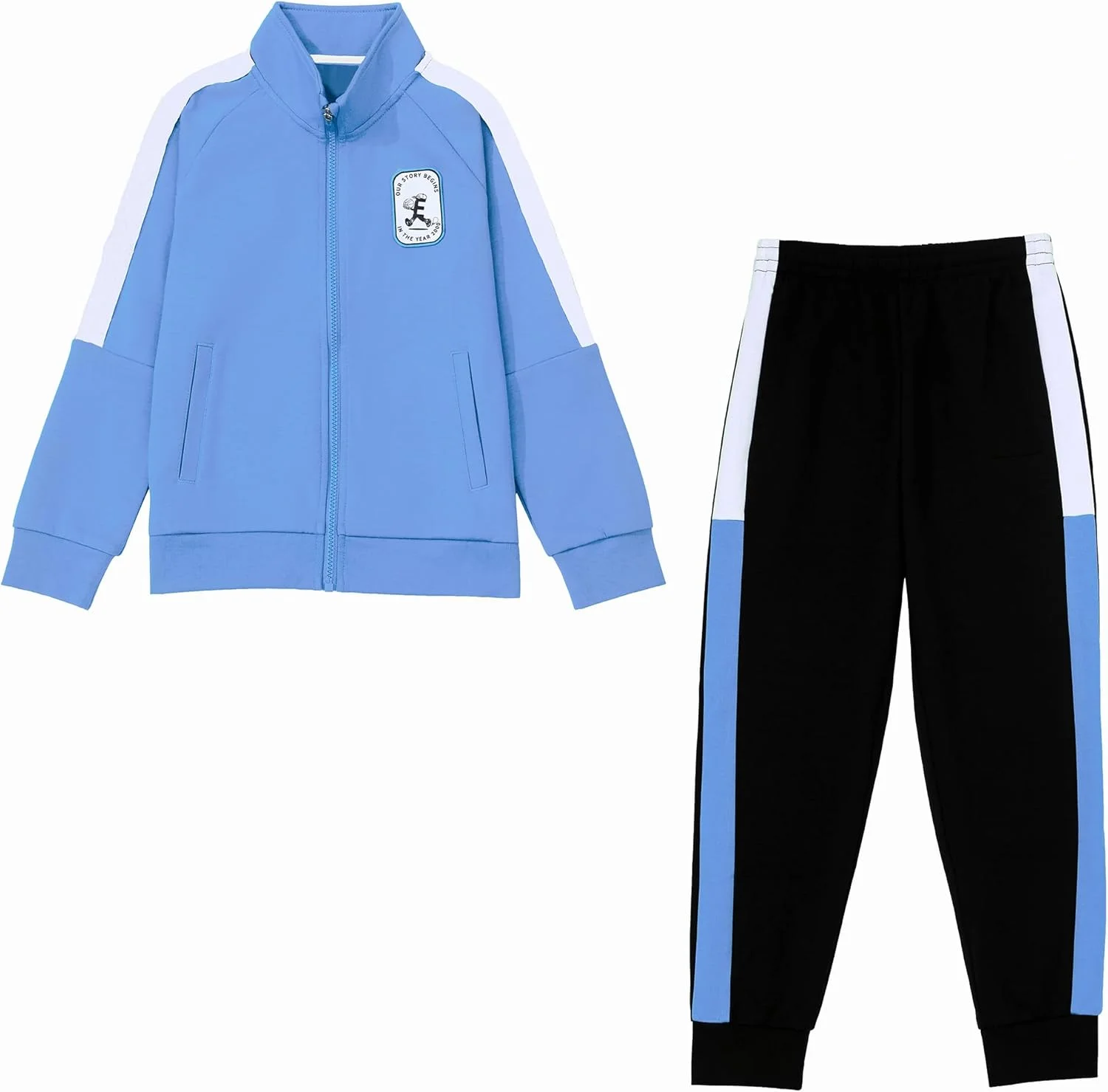 ست لباس ورزشی دو تکه پسرانه شامل ژاکت زیپ‌دار و شلوار جاگر