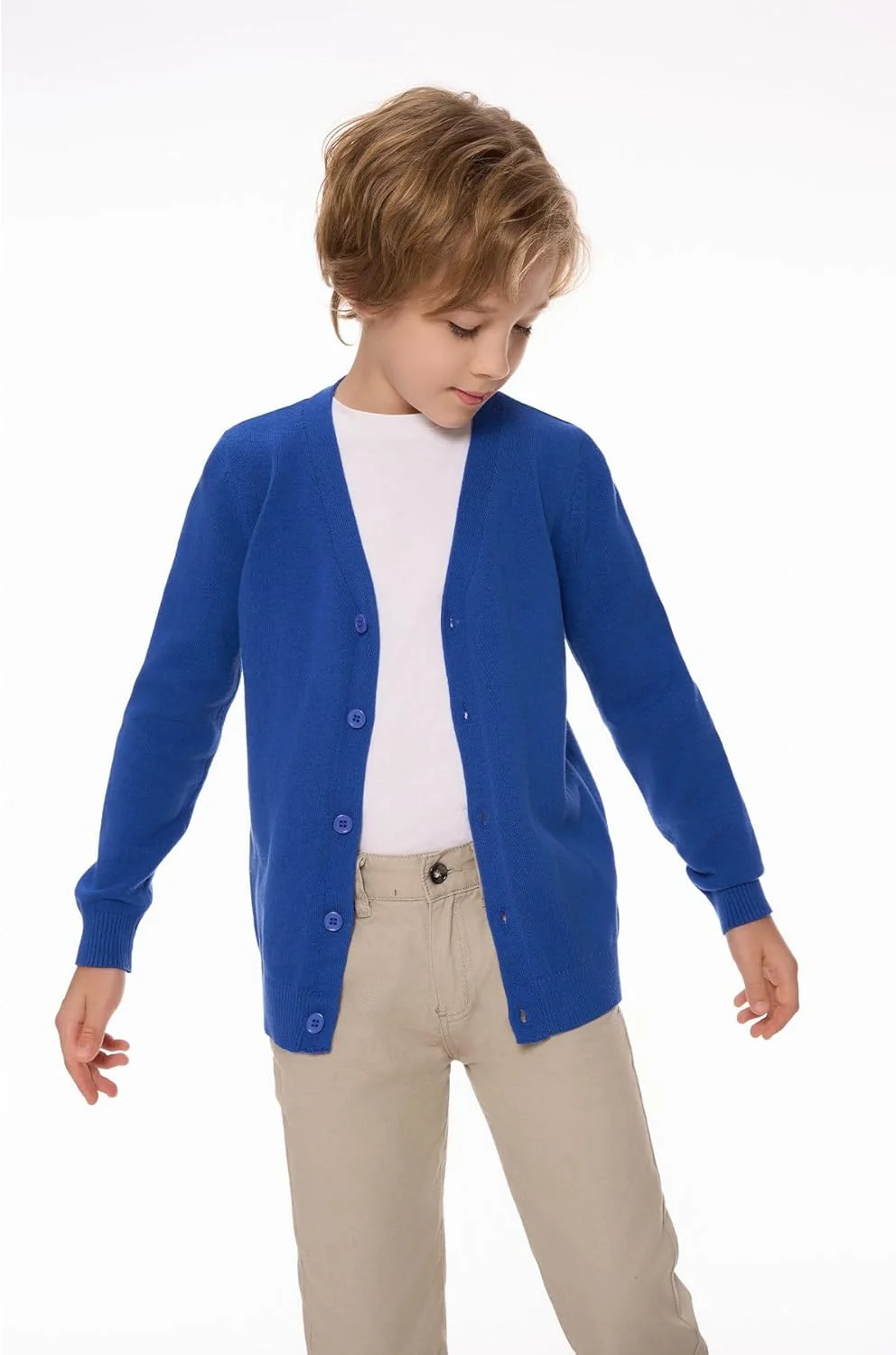 ژاکت بافتنی پسرانه SMILING PINKER، ژاکت نخی یقه هفت بچگانه با دکمه