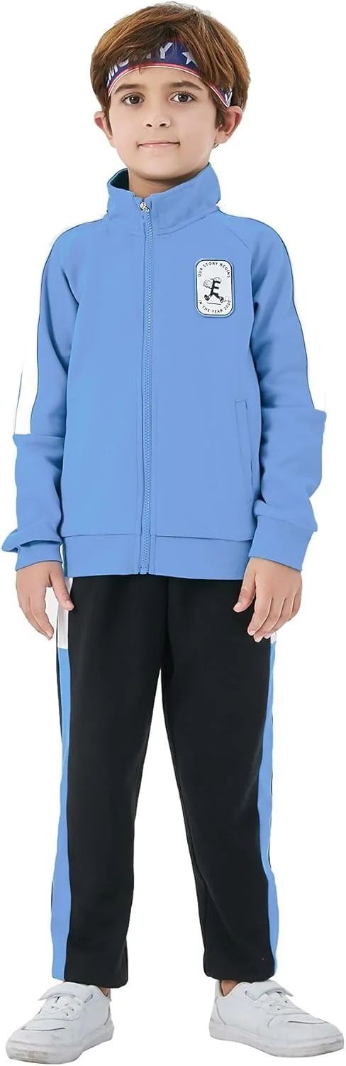 ست لباس ورزشی دو تکه پسرانه شامل ژاکت زیپدار و شلوار جاگر ست لباس ورزشی دو تکه پسرانه شامل ژاکت زیپدار و شلوار جاگر