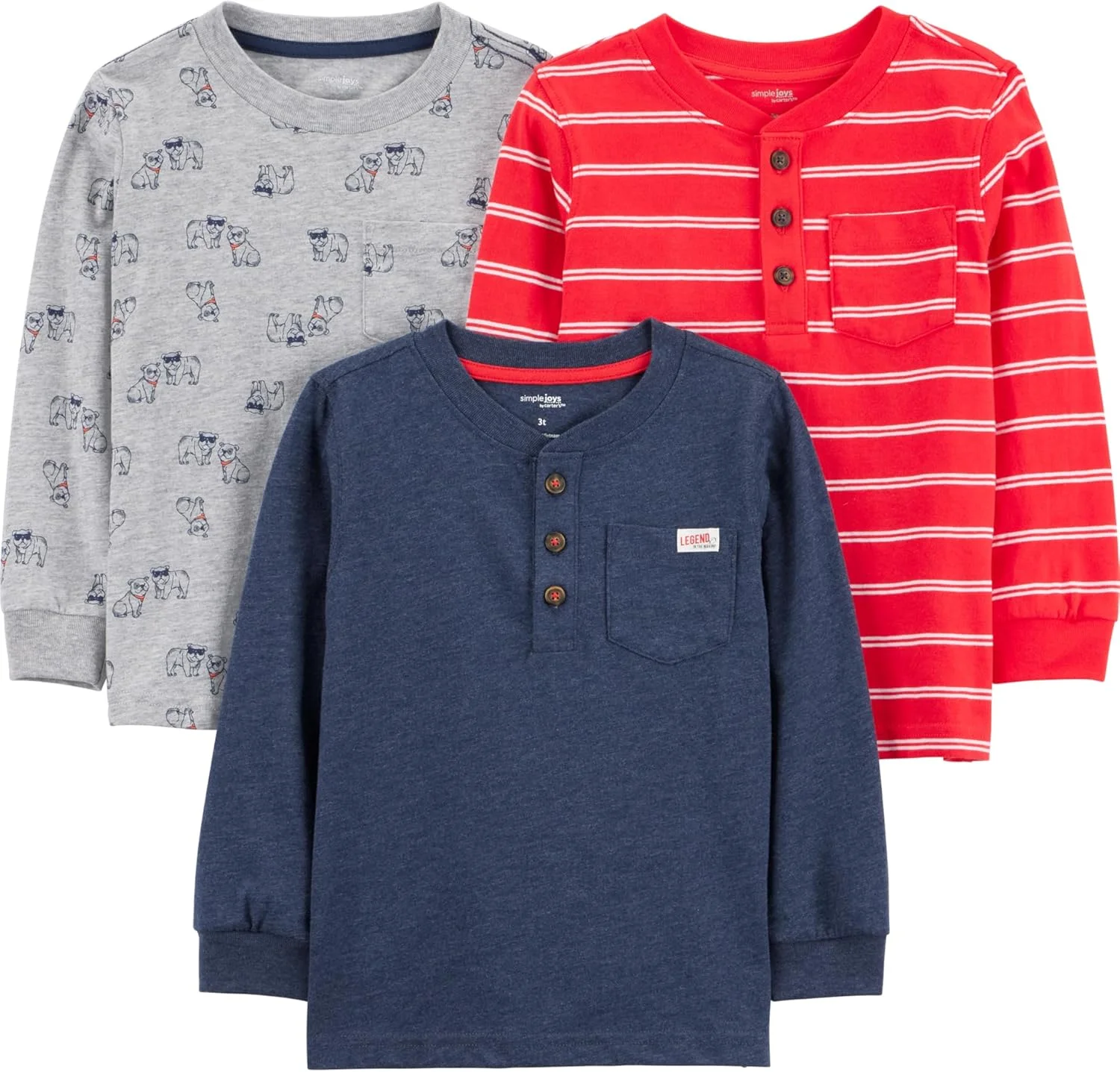 ست ۳ عددی تی شرت آستین بلند پسرانه کارترز