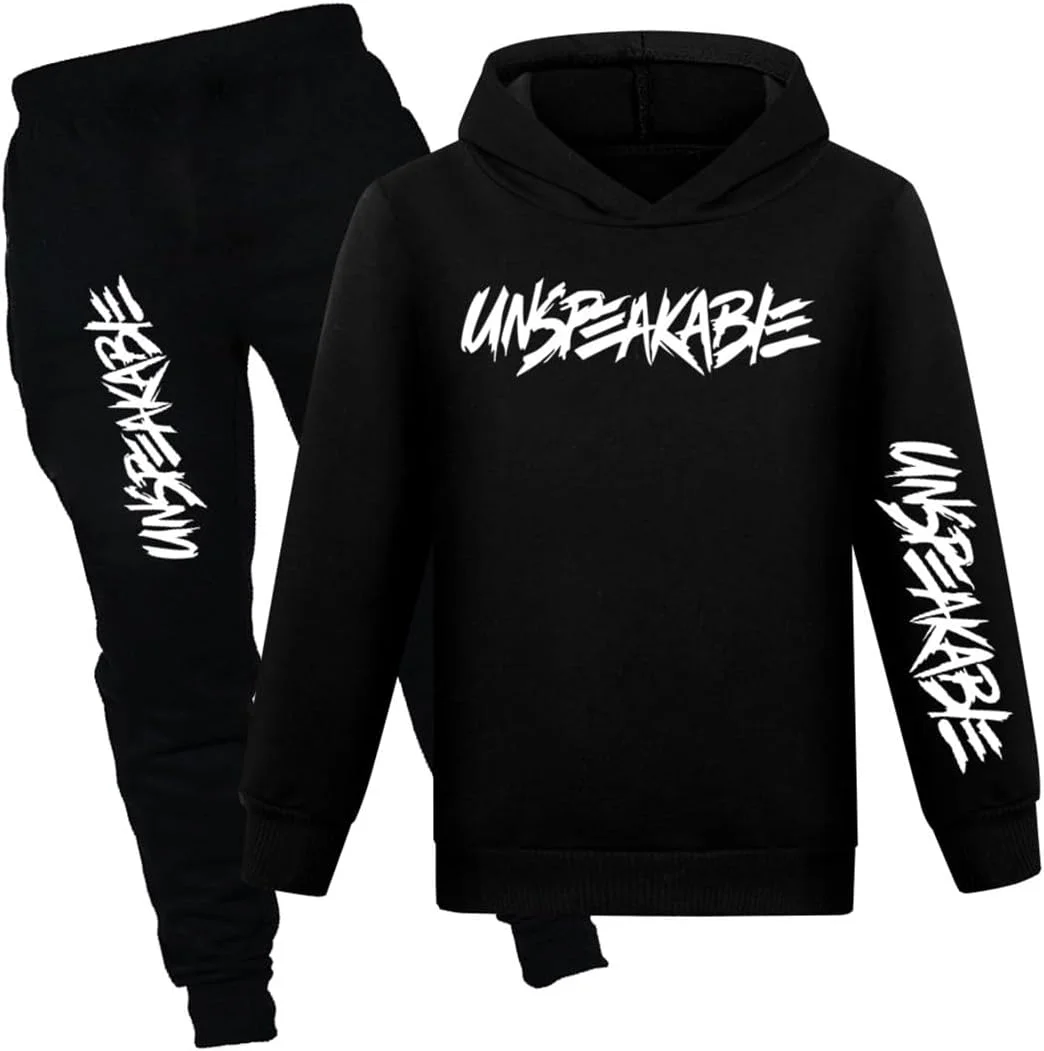 ست لباس پسرانه آستین بلند شامل سویشرت و شلوار، هودی، مناسب کودکان، لباس های مد روز آبی مشکی (مشکی A، 7-8 سال)