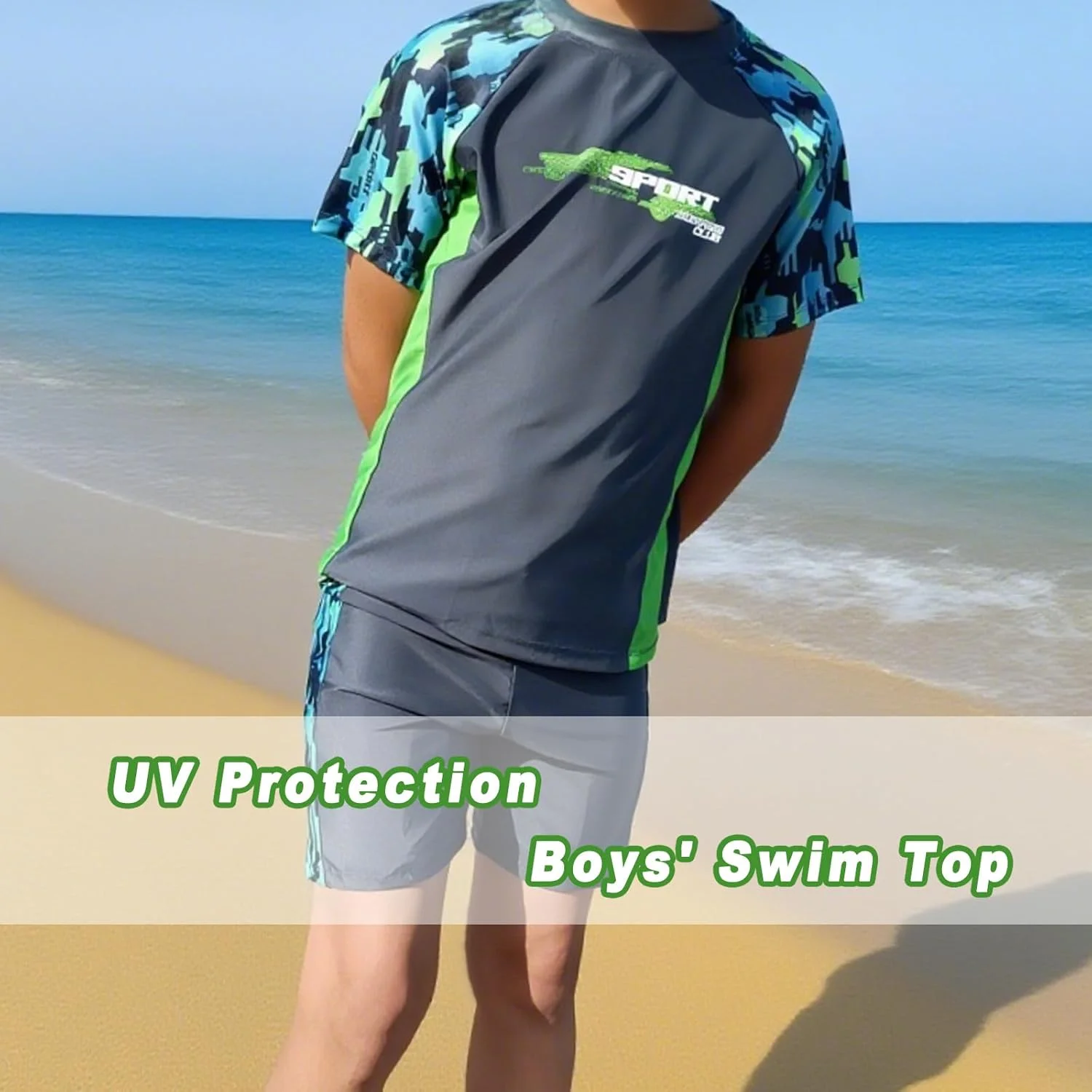 تی شرت شنا پسرانه آستین کوتاه مدل ST03 مناسب کودکان