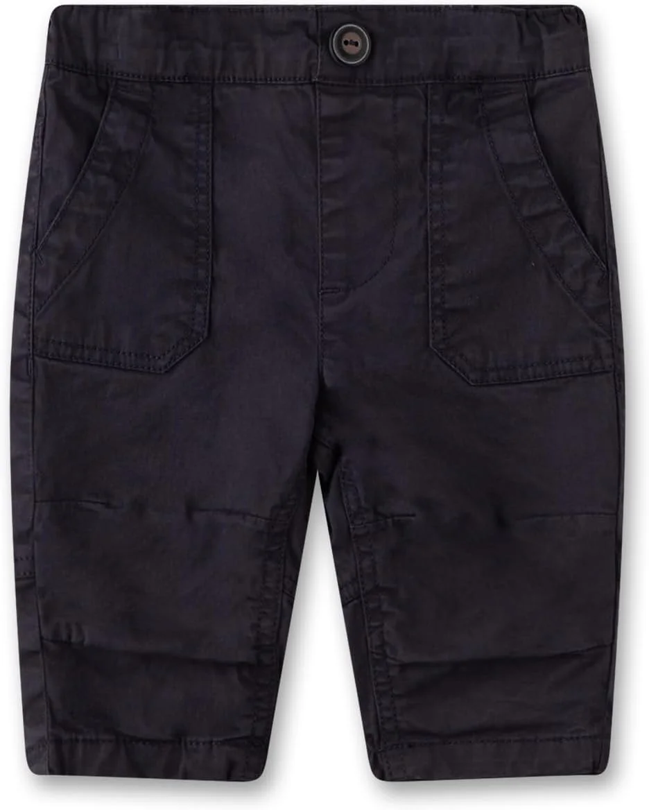 شلوار نخی با آستر بافته شده آبی رنگ پسرانه Sanetta، کاربردی و راحت، دارای کمر قابل تنظیم و جیب های تکه ای، لباس کودک