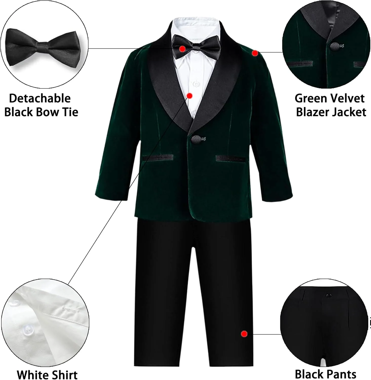 ست لباس پسرانه SANGTREE، پیراهن با پاپیون + کلاه Newsboy + ست شلوار بند دار، 3 ماه - 9 سال