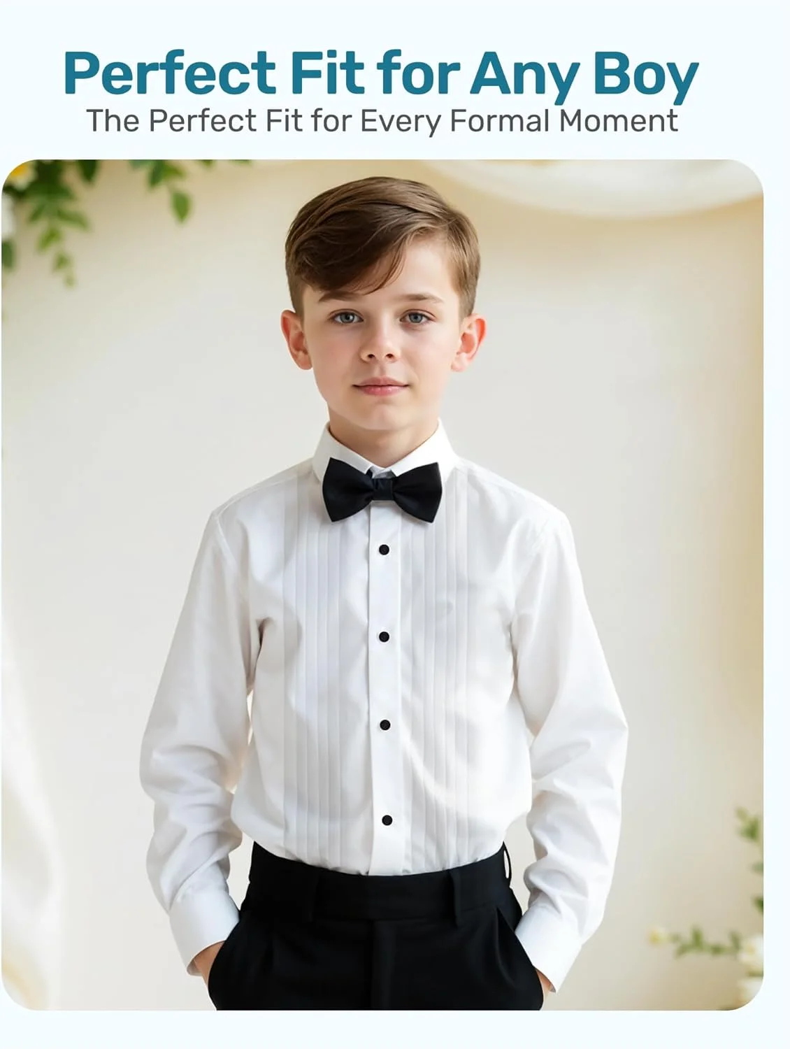 پیراهن تاکسیدو سفید پسرانه S.H. Churchill & Co. به همراه پاپیون و دکمه سردست