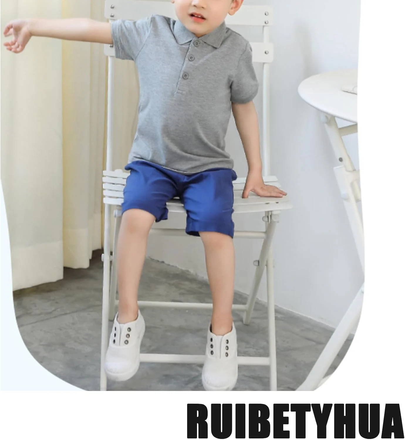 RUIBETYHUA تیشرت پولو آستین کوتاه پسرانه و دخترانه، طرح ساده، مناسب کودکان 1 تا 7 سال