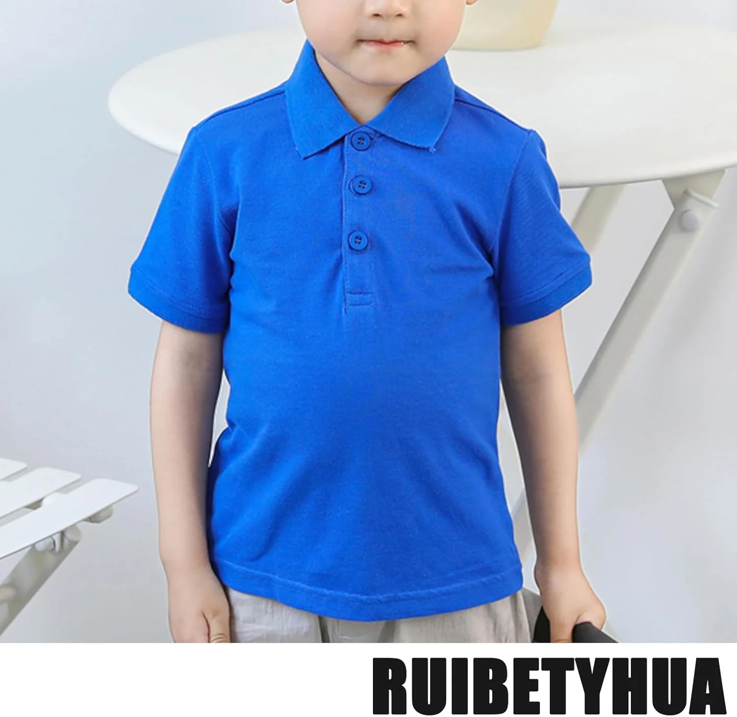 پولوشرت آستین کوتاه غیر رسمی ساده پسرانه دخترانه بچه گانه تاپ های زیبا 1-7 سال، آبی، 5-6 سال