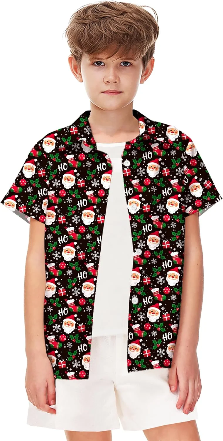 پیراهن هاوایی بچگانه Remimi، مناسب دختران و پسران، خشک‌شونده سریع، طرح پرچم آمریکا، مناسب فصل تابستان، سایز 5 تا 14 سال