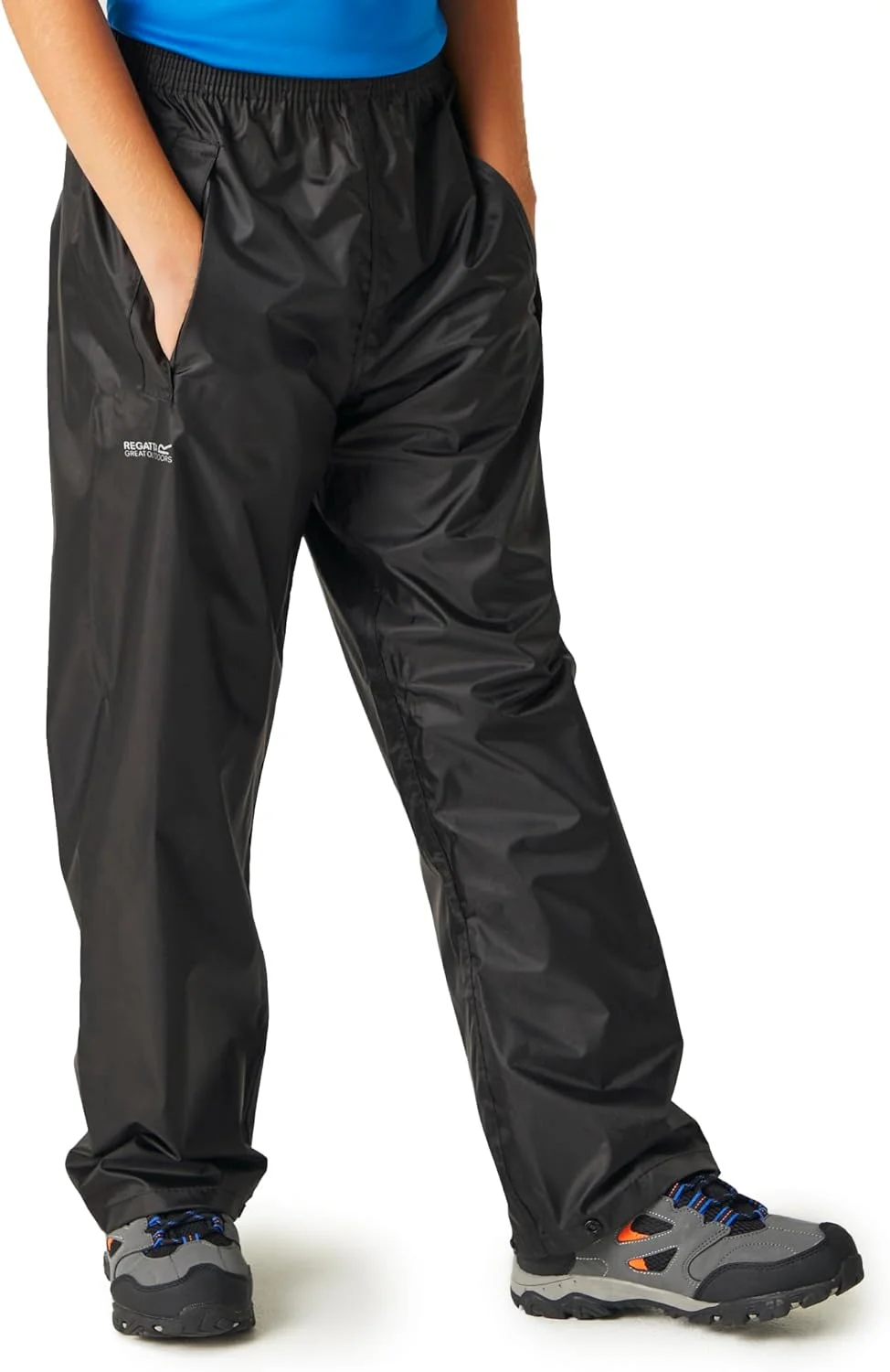 شلوار ضدآب بچگانه Regatta Stormbreak با درزهای نواری، 2 جیب کناری و دکمه فشاری در لبه شلوار