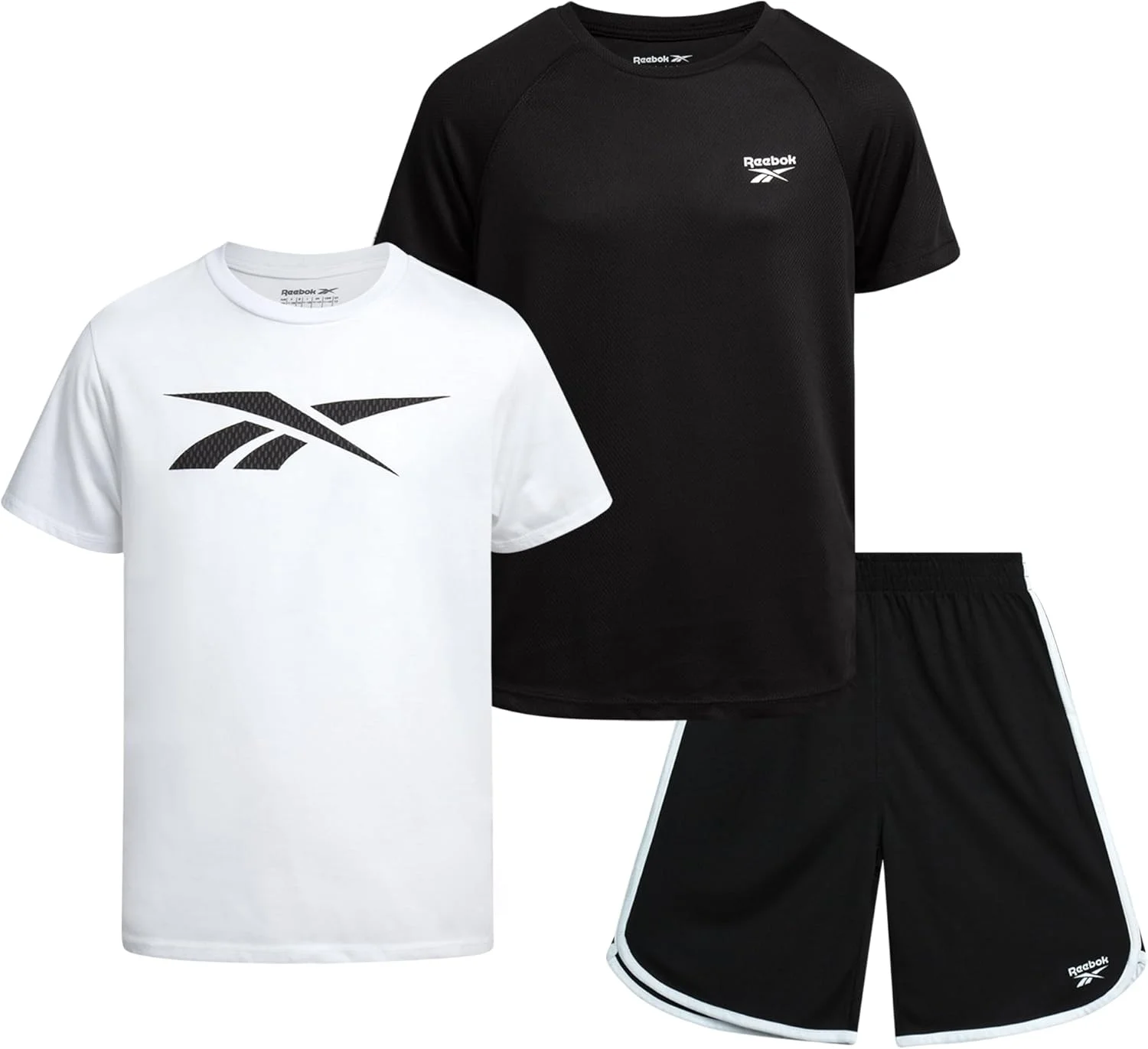 ست شورت ورزشی پسرانه ریباک - لباس تابستانی 3 تکه با تی شرت های گرافیکی و شورت های دویدن پسرانه برای کودکان فعال