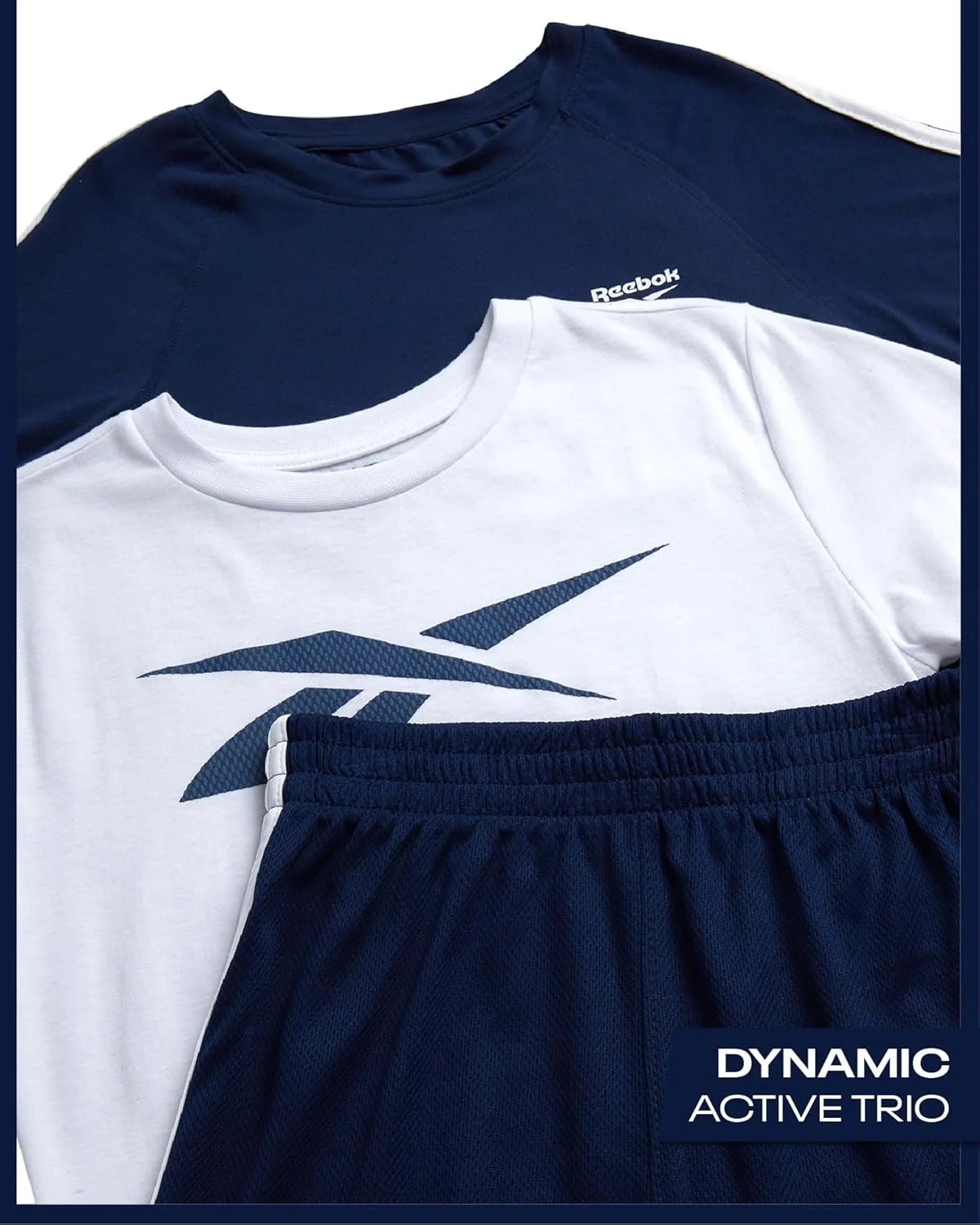 ست شورت ورزشی پسرانه ریباک - لباس تابستانی 3 تکه با تی‌شرت‌های گرافیکی و شورت‌های دویدن پسرانه برای کودکان فعال