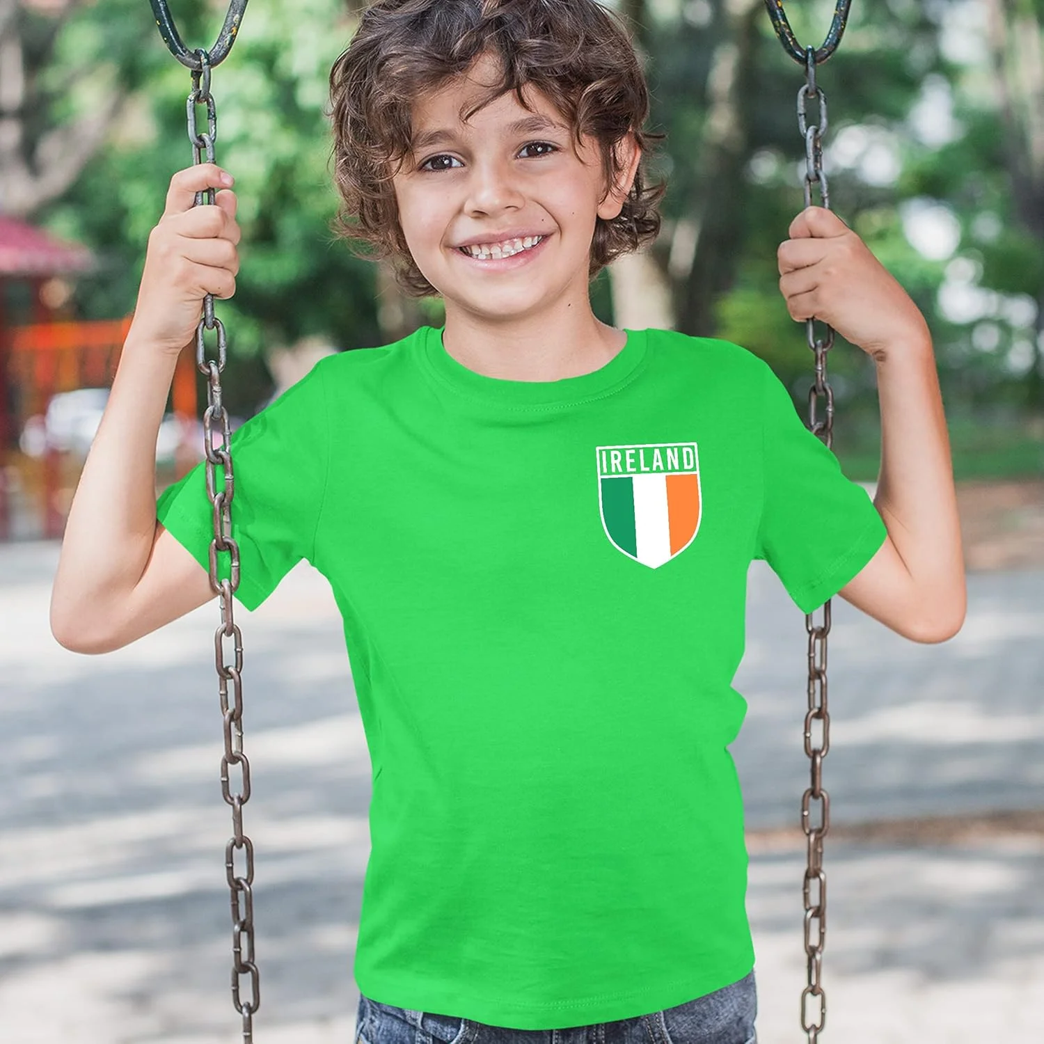 تی شرت فوتبال ایرلند بچگانه - تی شرت پسرانه با نشان پرچم ایرلند طرح قدیمی - هدیه ای برای طرفداران فوتبال اروپا ۲۰۲۱ - تاپ فوتبالی مسابقات ایرلندی ۲۰۲۰