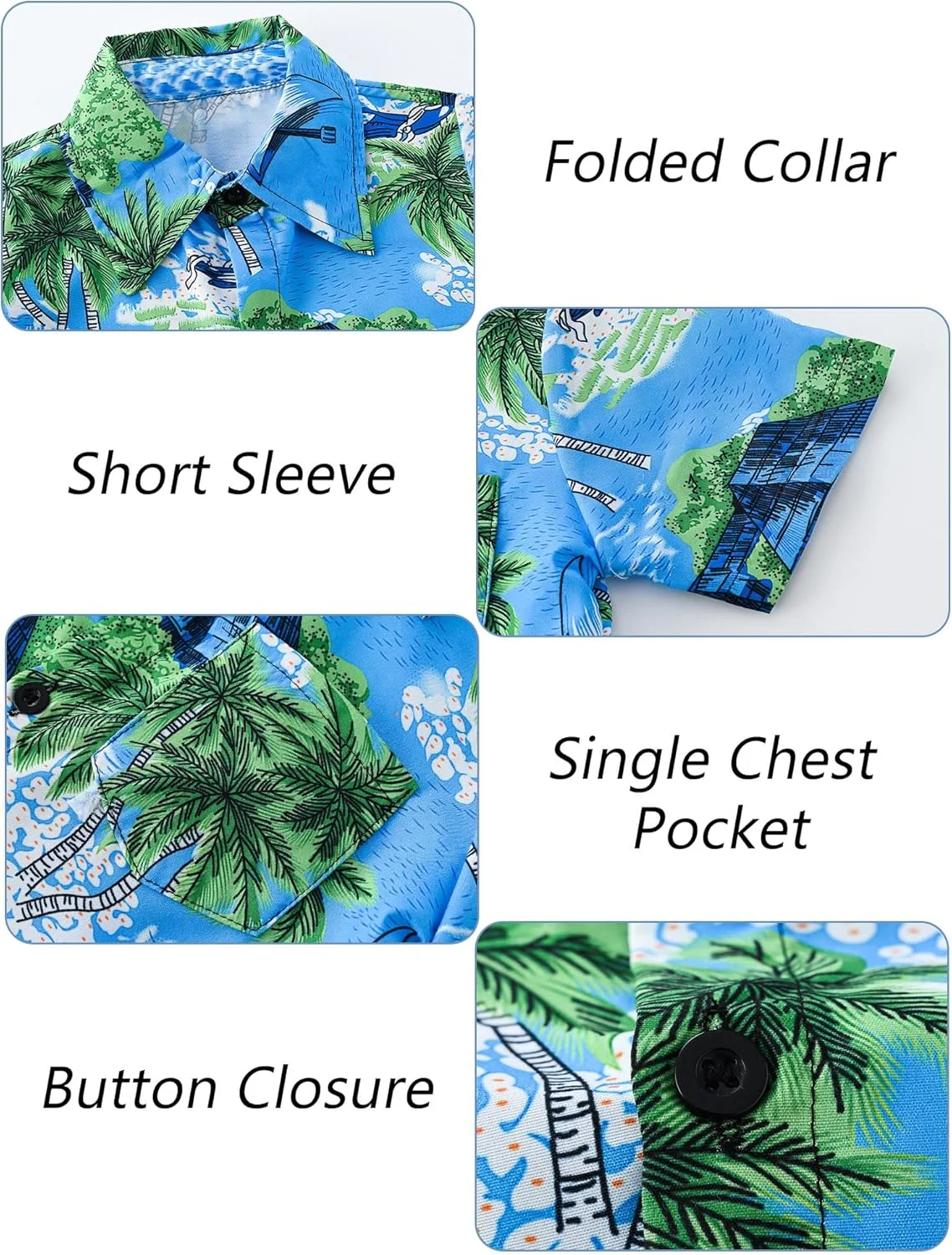 ست 3 تکه پیراهن دکمه دار آستین کوتاه و شلوارک پسرانه و دخترانه طرح هاوایی SEAUR مناسب کودکان 3 تا 12 سال به همراه کلاه