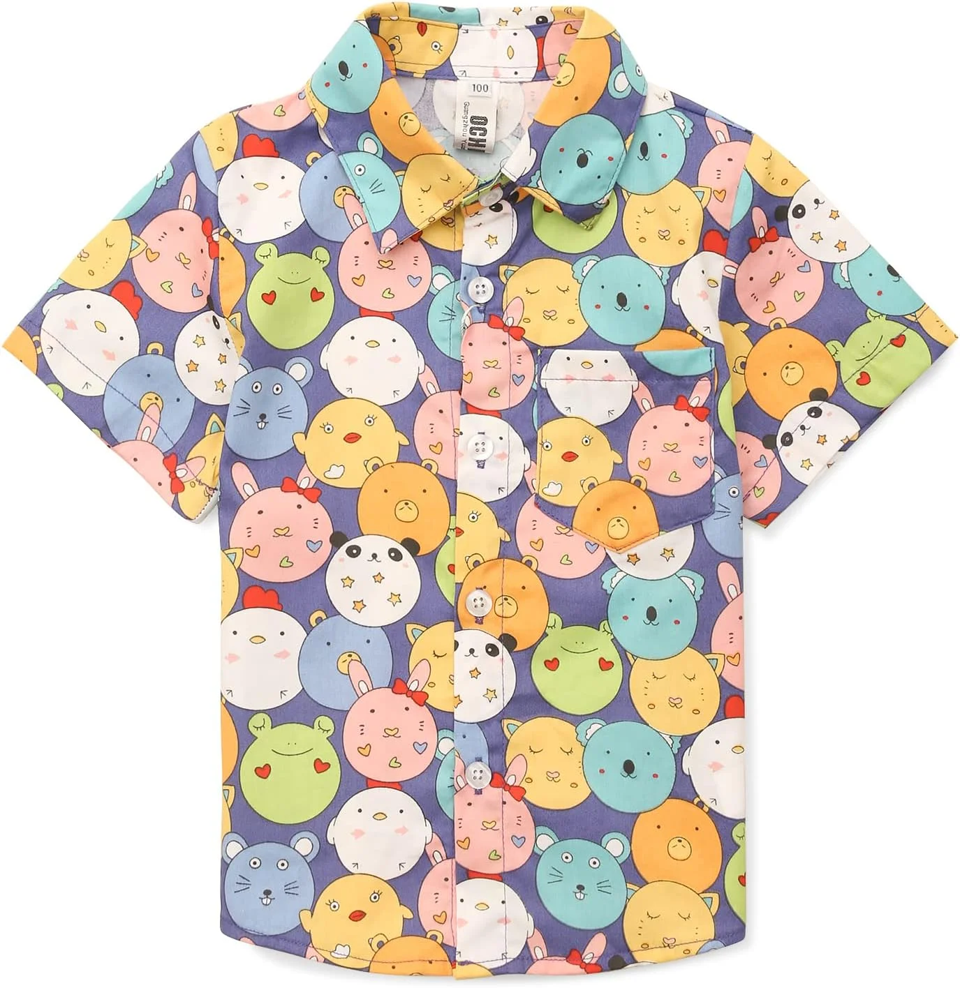 پیراهن آستین کوتاه دکمه دار پسرانه با طرح کارتونی مناسب لباس های غیر رسمی تابستانی کودکان