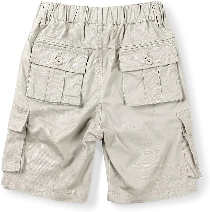 شلوارک کتان پسرانه و مردانه مدل کارگو، رنگ ثابت، مناسب تابستان، دارای 6 جیب