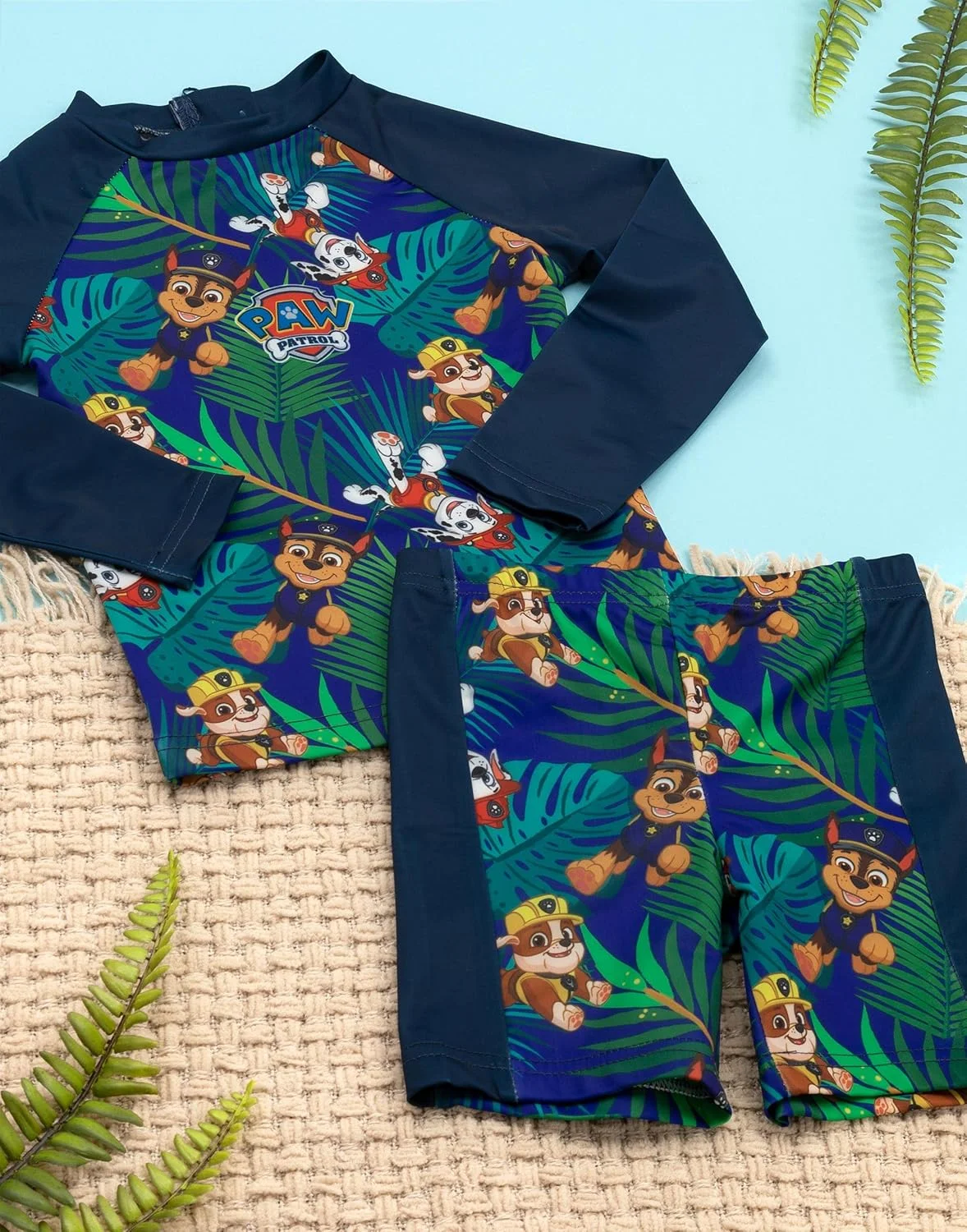 لباس شنای پسرانه سگ های نگهبان | تیشرت و شلوارک دو تکه آبی یا سرمه ای مناسب کودکان نوپا | مارشال، رابل، چیس لباس شنای پسرانه سگ های نگهبان | تیشرت و شلوارک دو تکه آبی یا سرمه ای مناسب کودکان نوپا | مارشال، رابل، چیس