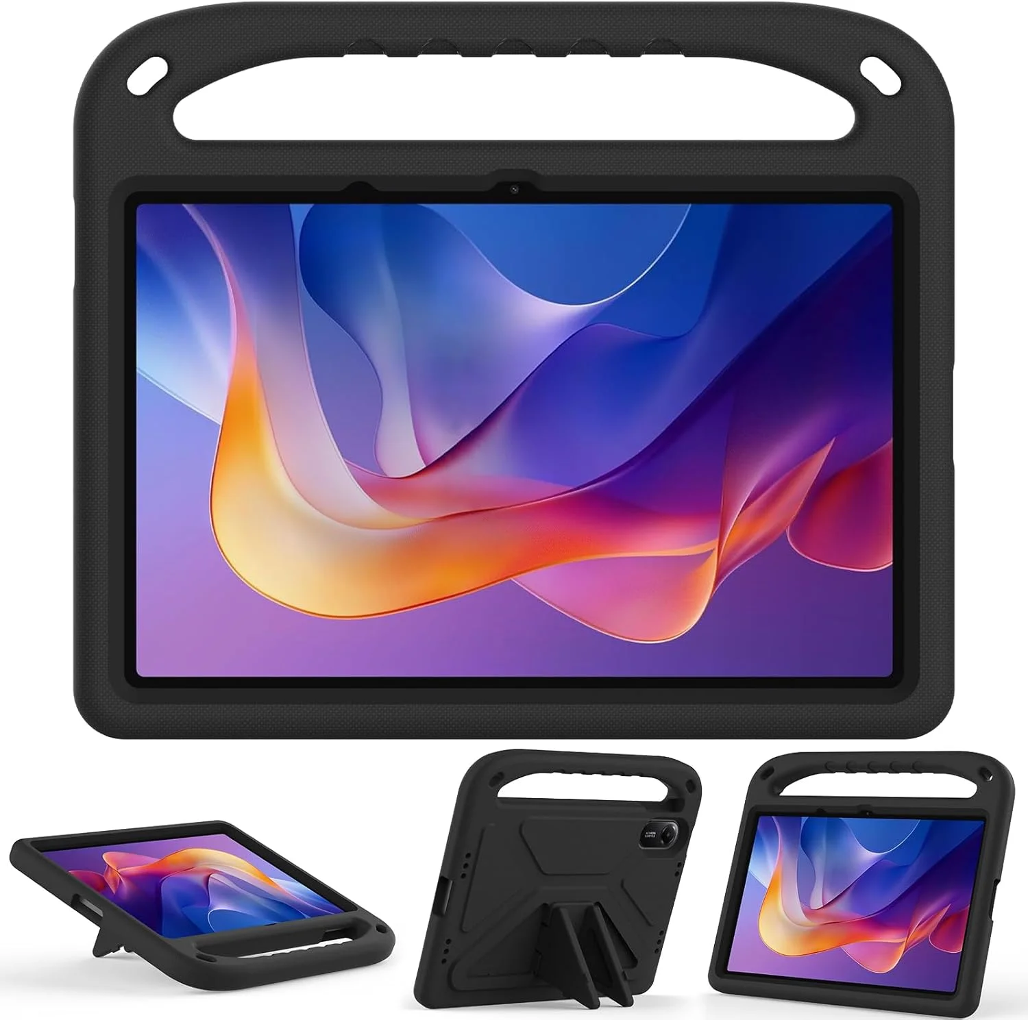 قاب محافظ تبلت شیائومی ردمی پد 2 مدل 2025 با اندازه 11 اینچ، جنس EVA سبک و مقاوم در برابر ضربه، دارای دستگیره و استند، مناسب کودکان - رنگ مشکی