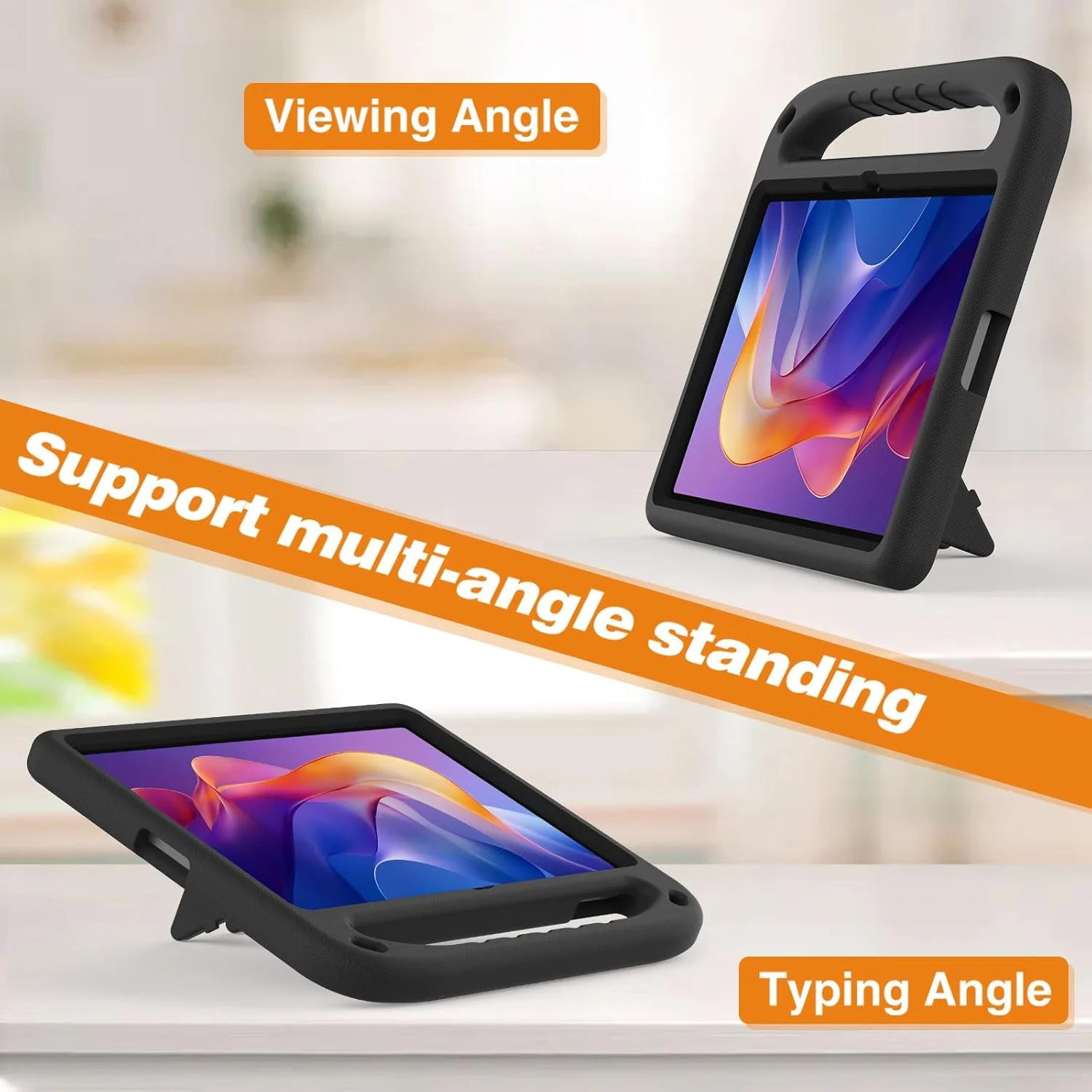 قاب محافظ تبلت شیائومی ردمی پد 2 مدل 2025 با اندازه 11 اینچ، جنس EVA سبک و مقاوم در برابر ضربه، دارای دستگیره و استند، مناسب کودکان - رنگ مشکی