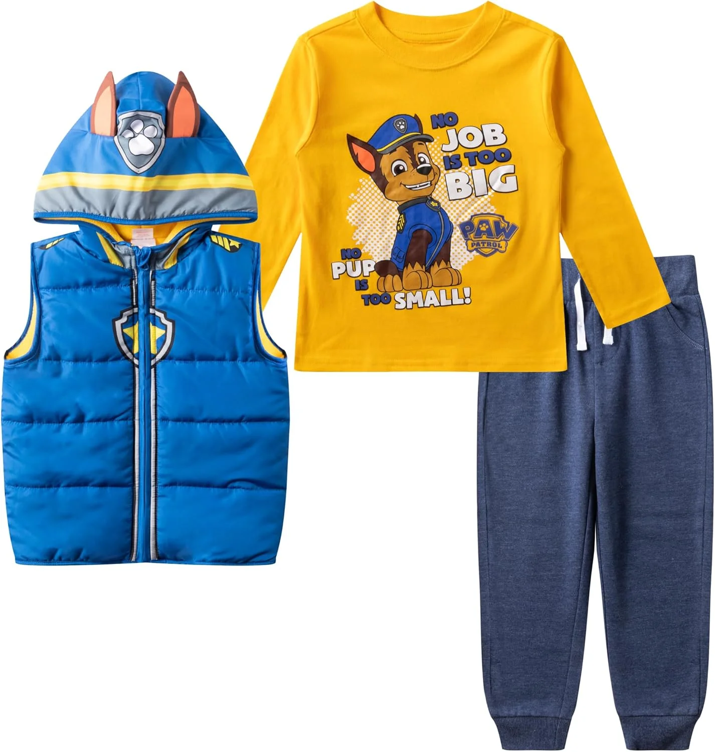 ست شلوار و تیشرت آستین بلند به همراه جلیقه کلاه دار سگ های نگهبان نیکلودئون، مناسب کودکان نوپا و خردسال