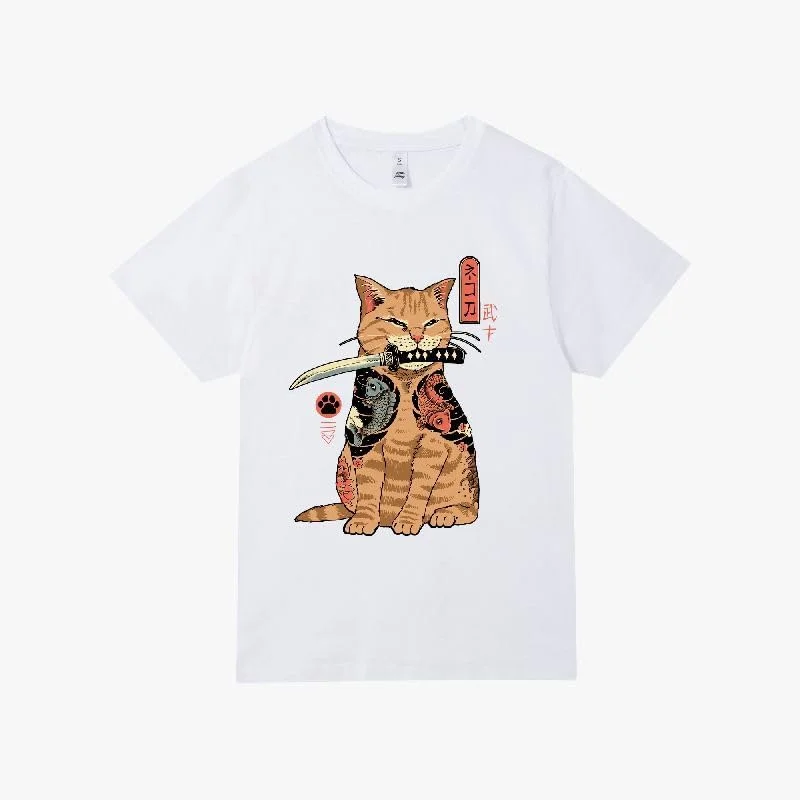 تی‌شرت آستین کوتاه پامپلینگ برای پسران و دختران، لباس بچگانه یونیسکس با طرح‌های اورجینال در 5 سایز، تی‌شرت 100% پنبه سفید یا مشکی، مدل کاتانا