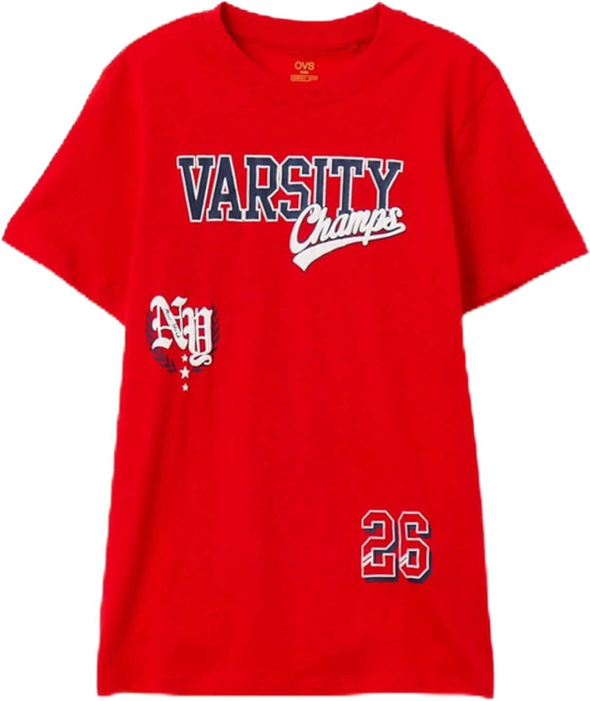 تی شرت نخی پسرانه طرح دار OVS