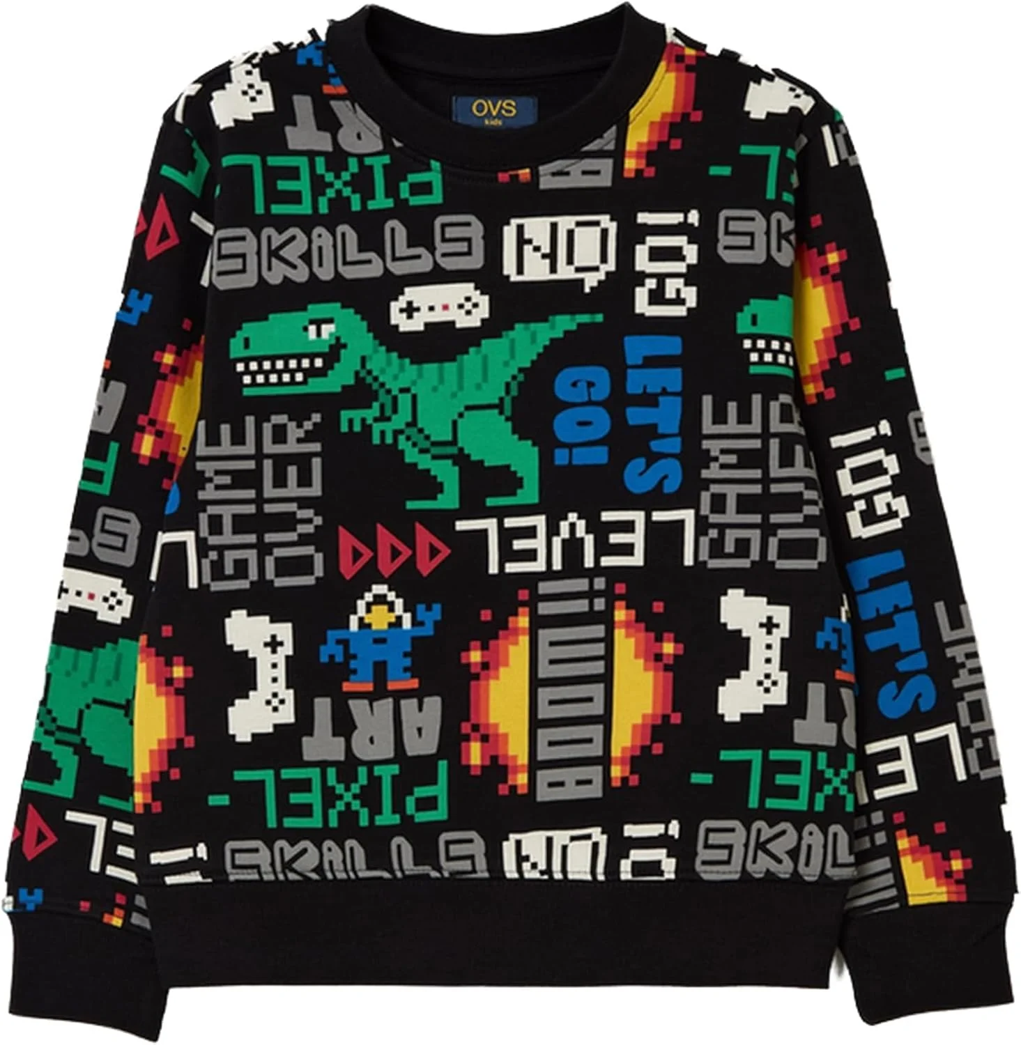 سویشرت پسرانه OVS با طرح دایناسور گیمینگ