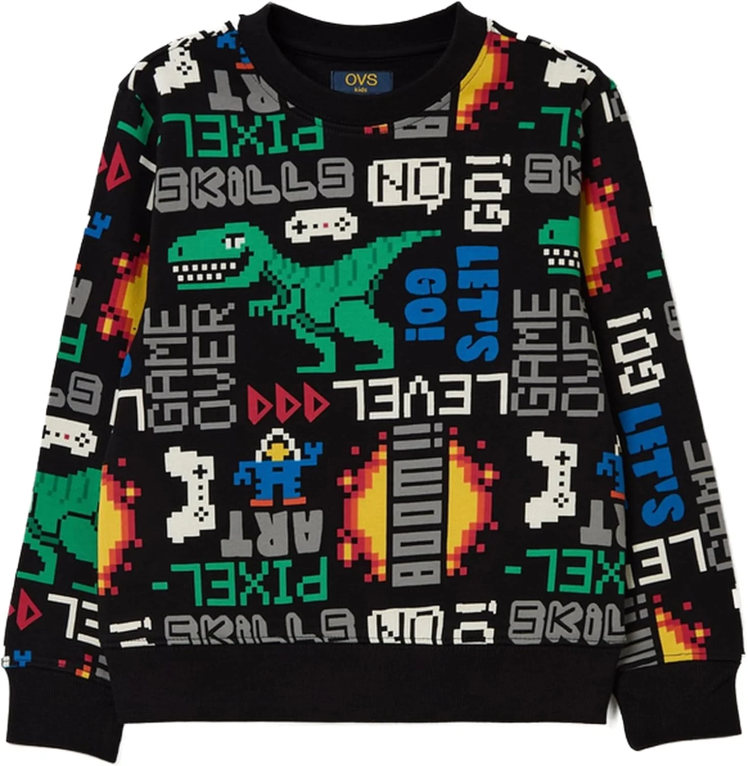 سویشرت پسرانه OVS با طرح دایناسور گیمینگ