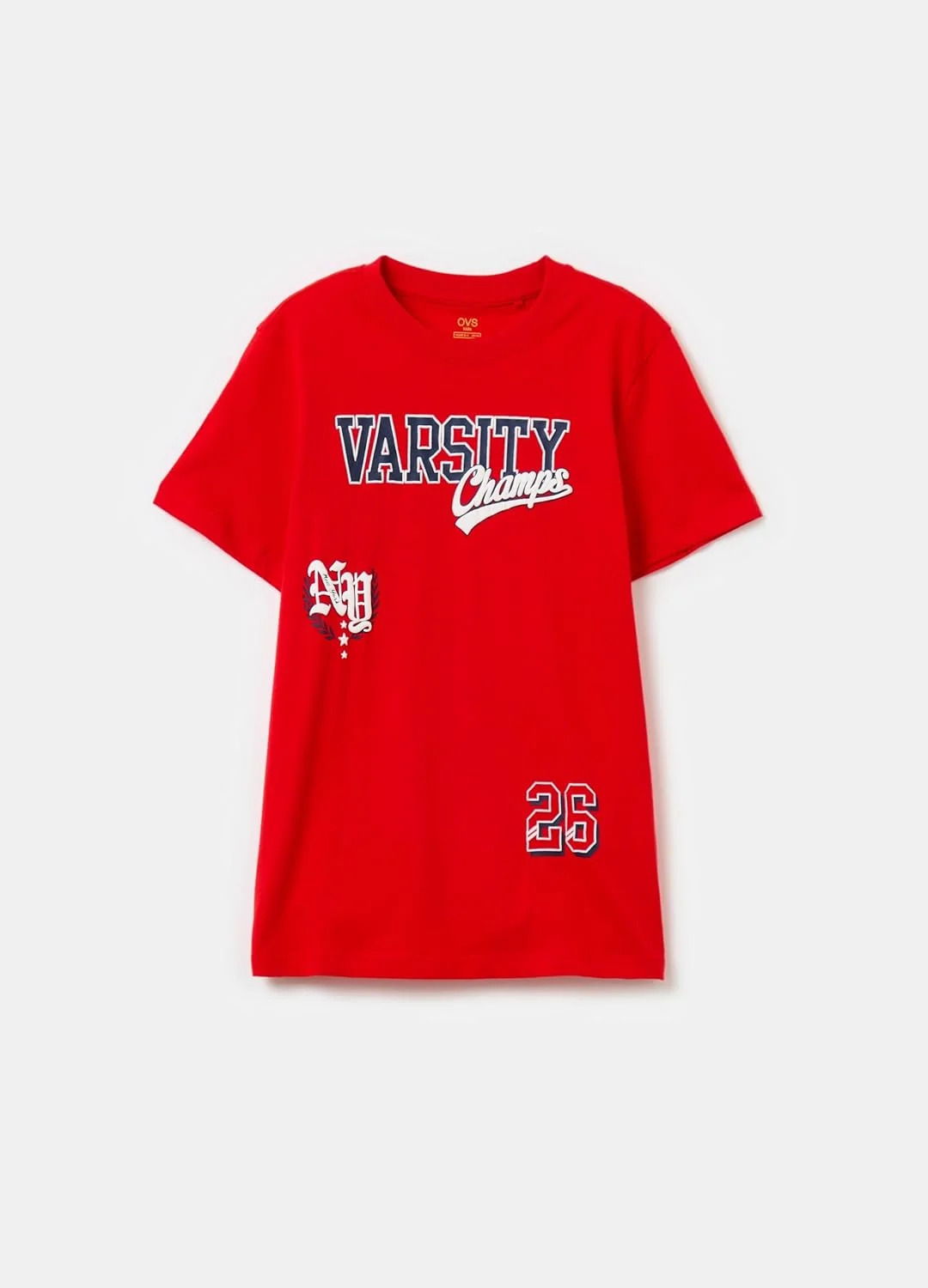 تی شرت نخی پسرانه طرح دار OVS