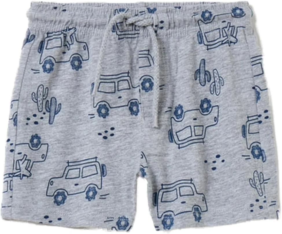 شلوارک نخی پسرانه او وی اس مدل 2060820-GREY با بند و طرح چاپی